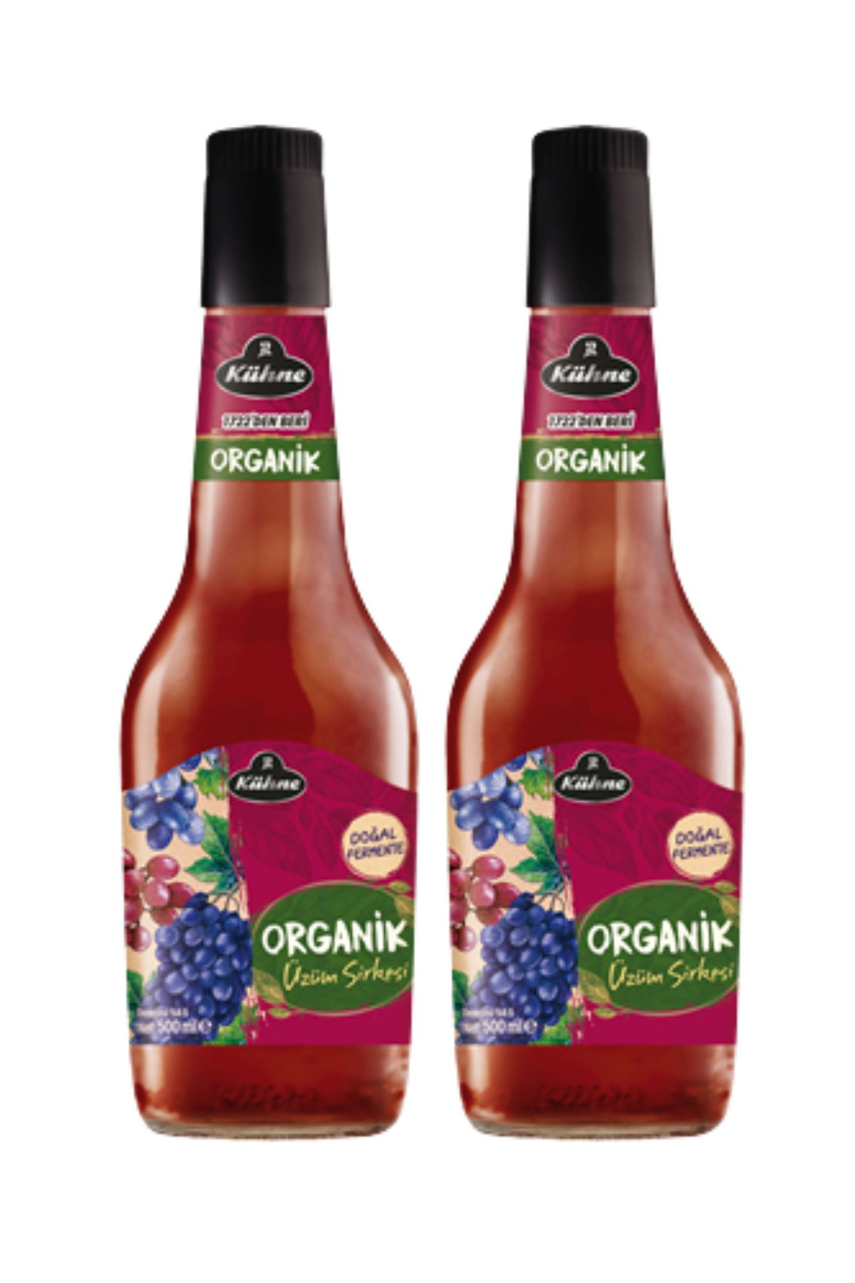 Kühne Organik Üzüm Sirkesi Cam 500 ml x 2 Adet