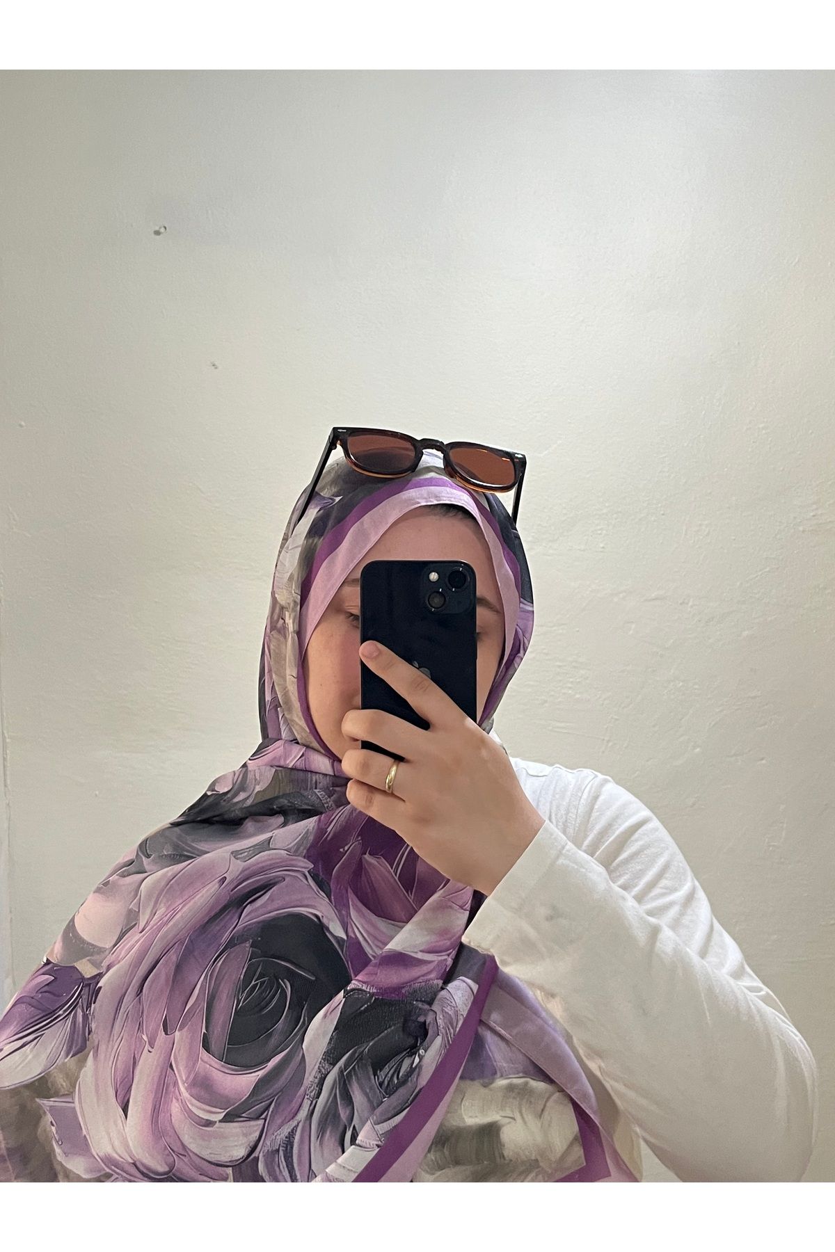 BOUTİCON Kokulu Çiçek Desenli Lila Soft Pamuklu Şal 75x180
