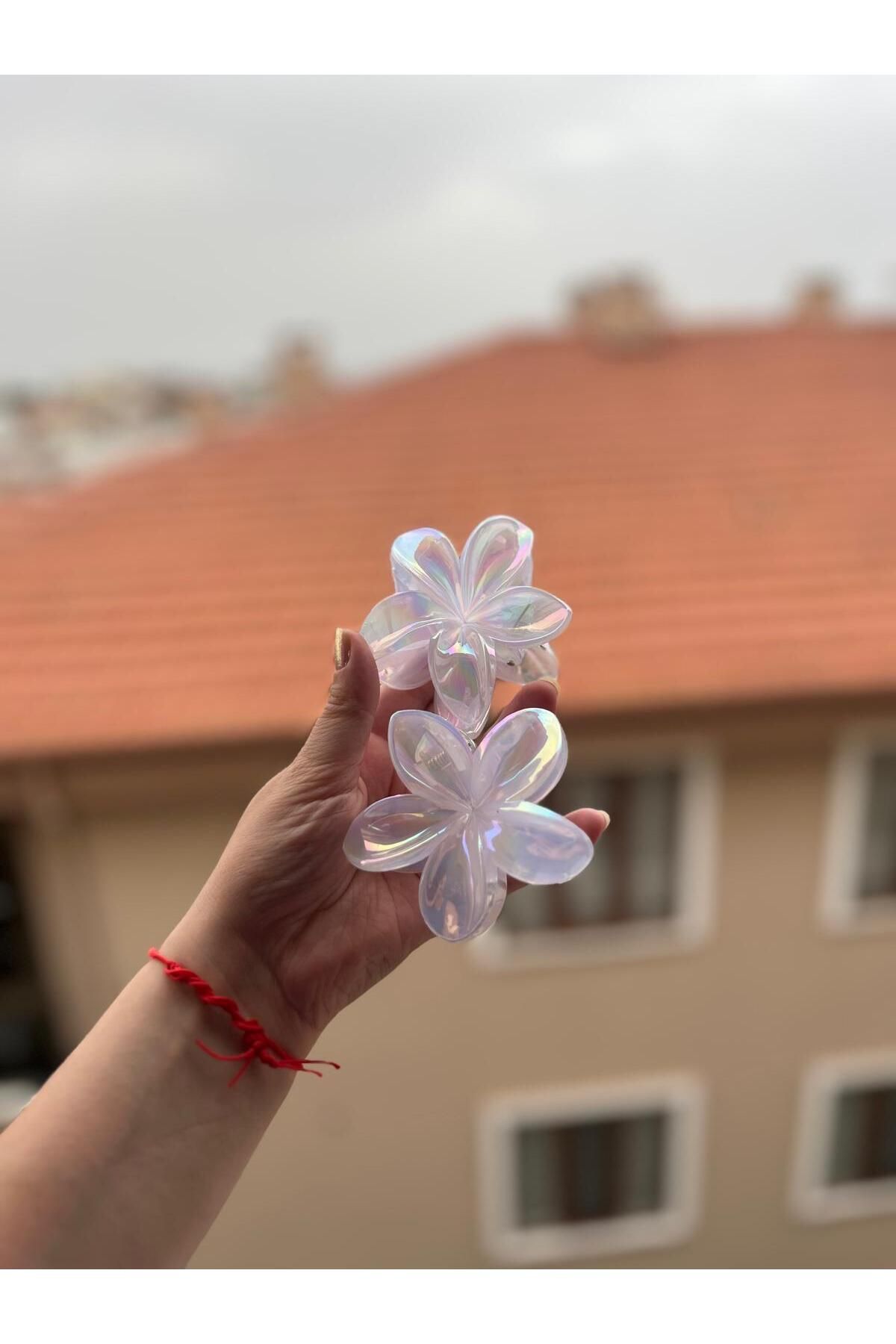 Serena Company Lotus Beyaz Hologram Kıskaçlı Büyük Toka
