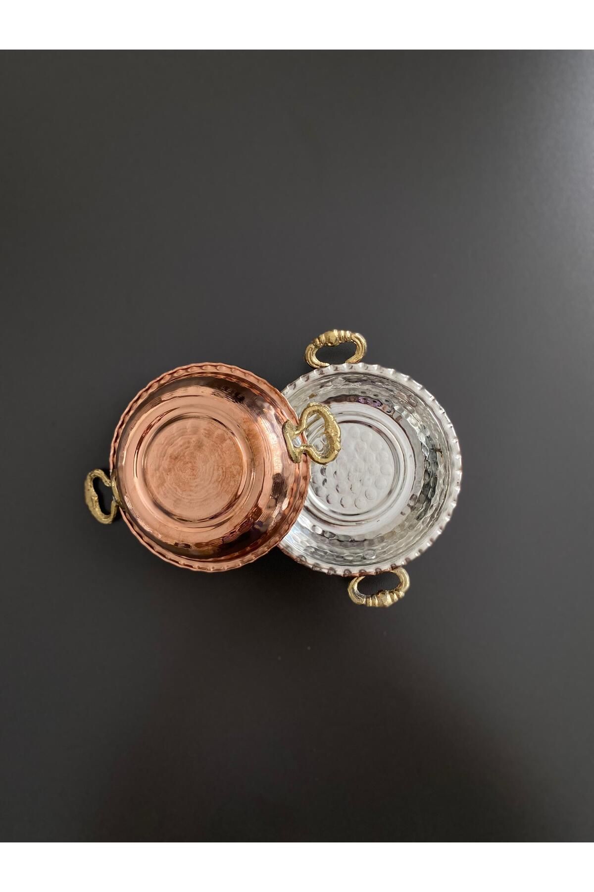 Layla Copper 6'lı Kulplu Bakır Çerezlik-Kahvaltılık-Reçellik-Sunumluk Set (11 cm X 2,3 cm)