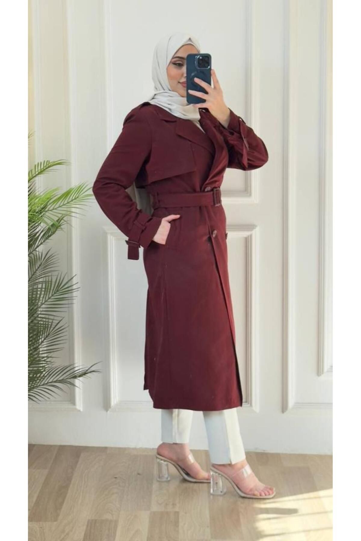 Tebrikler tekstil kadın şık ve rahat trençkot model G2881