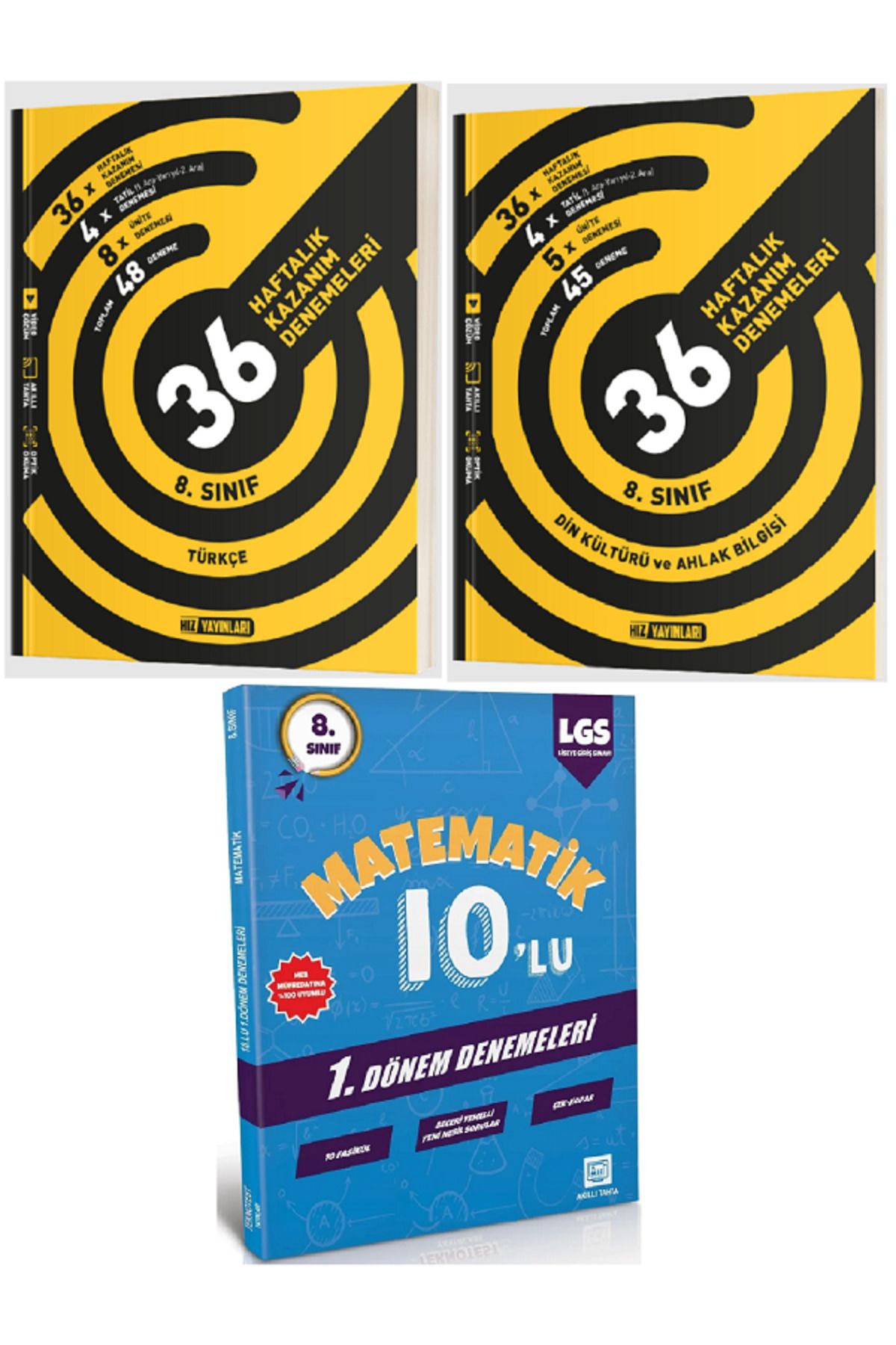 Efsane Yayınları 8.Sınıf Hız Türkçe + Din Kültürü 36 Haftalık Denemele / 10'Lu Matematik Deneme HEDİYE - 3 KİTAP