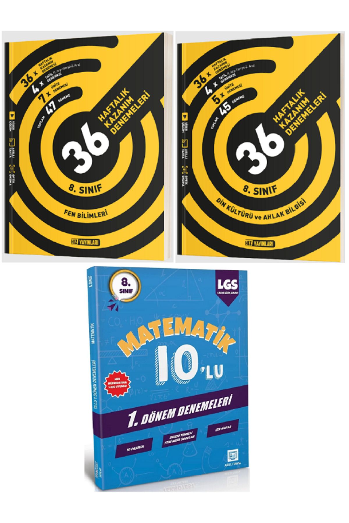 Efsane Yayınları 8.Sınıf Hız Fen Bilimleri + Din Kültürü 36 Haftalık Denemele / 10'Lu Matematik Deneme HEDİYE -3KİTAP