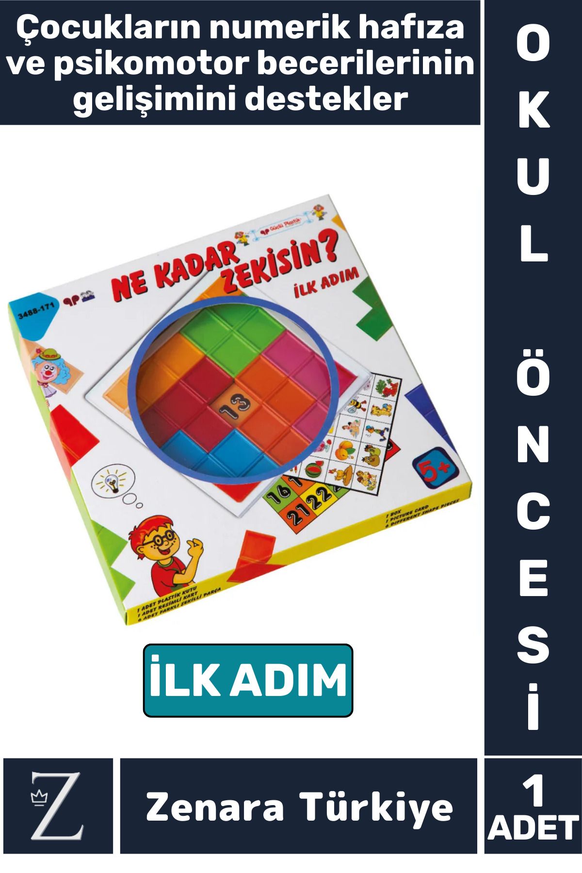 Zenara Çocuk Okul Öncesi Simetri Geometri Nümerik Hafıza Psikomotor Gelişimi Eğitici NE KADAR ZEKİSİN?