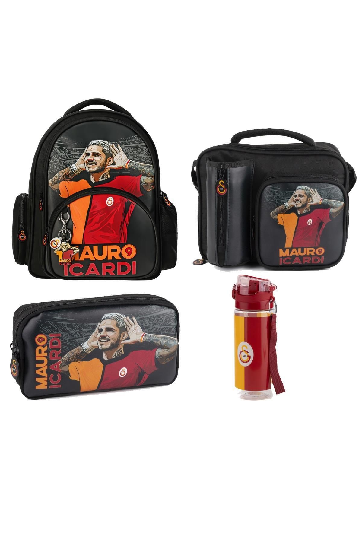 Galatasaray Lisanslı Mauro İcardi Parçalı Suni Deri Okul Sırt Çanta Seti 4 Lü Çanta Seti