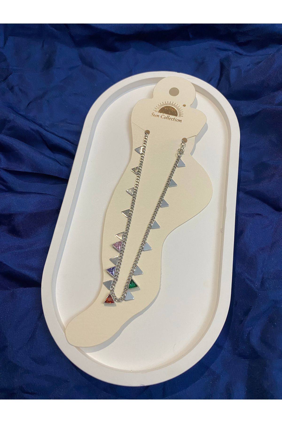 asem jewelry RENKLİ TAŞLI ÜÇGEN DETAYLI HALHAL