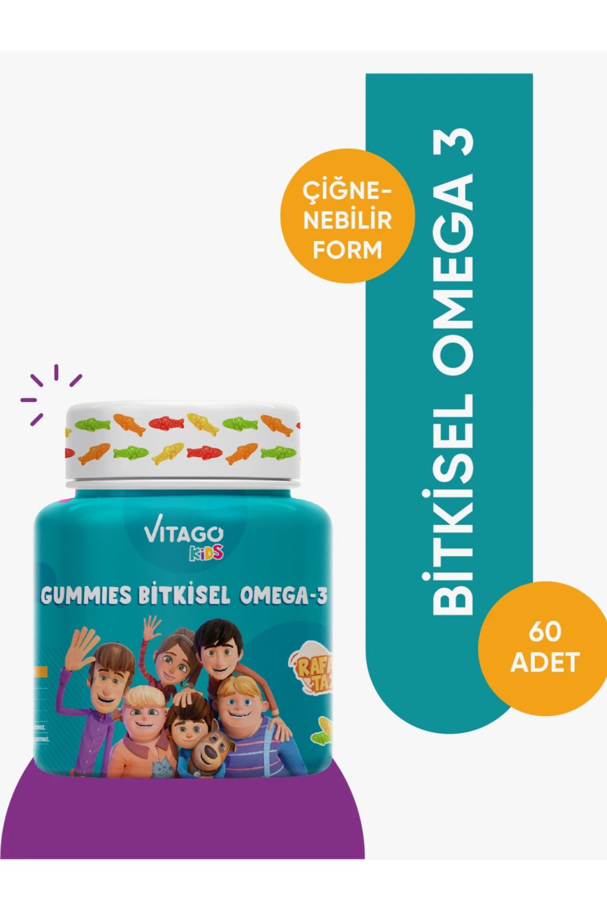 Vitago Kids Gummies Bitkisel Omega-3 İçeren Çiğnenebilir Form Takviye Edici Gıda