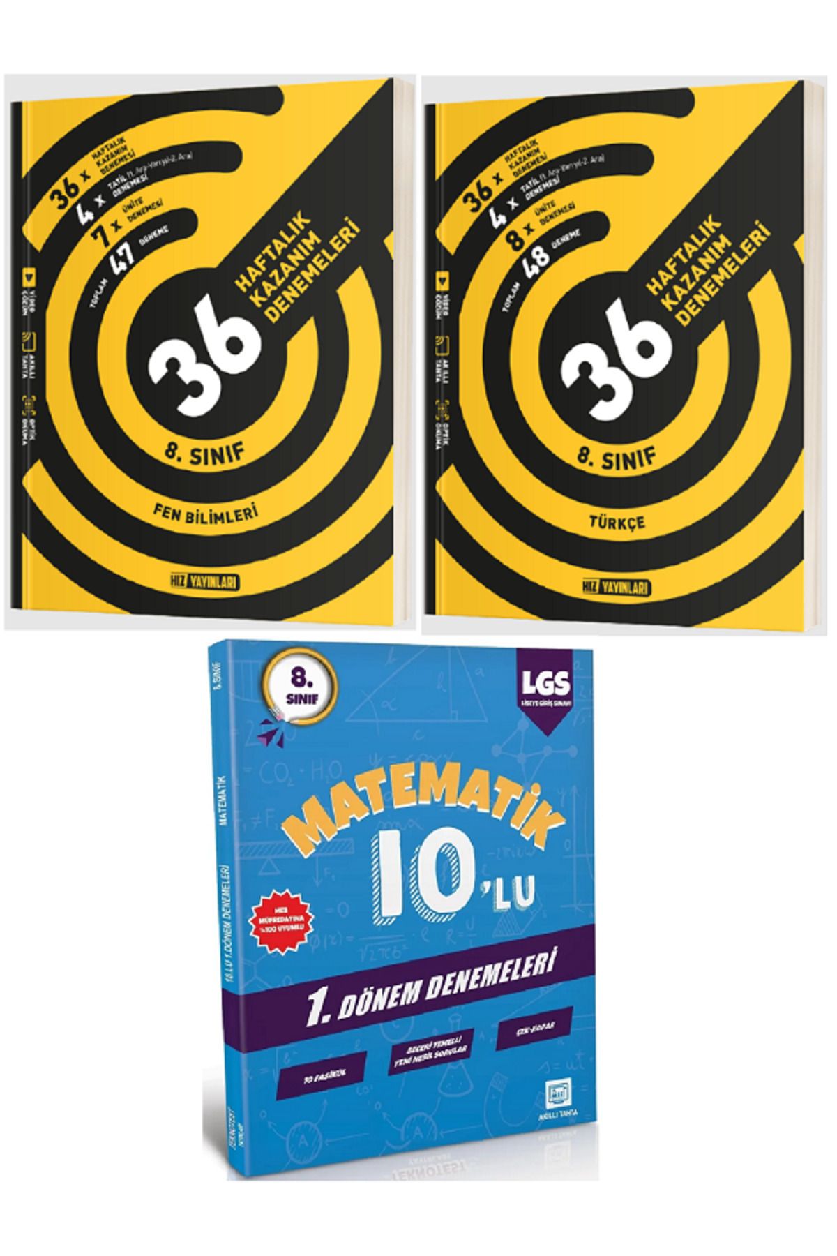 Efsane Yayınları 8.Sınıf Hız Fen Bilimleri + Türkçe 36 Haftalık Denemeleri / 10'Lu Matematik Deneme HEDİYE - 3 KİTAP
