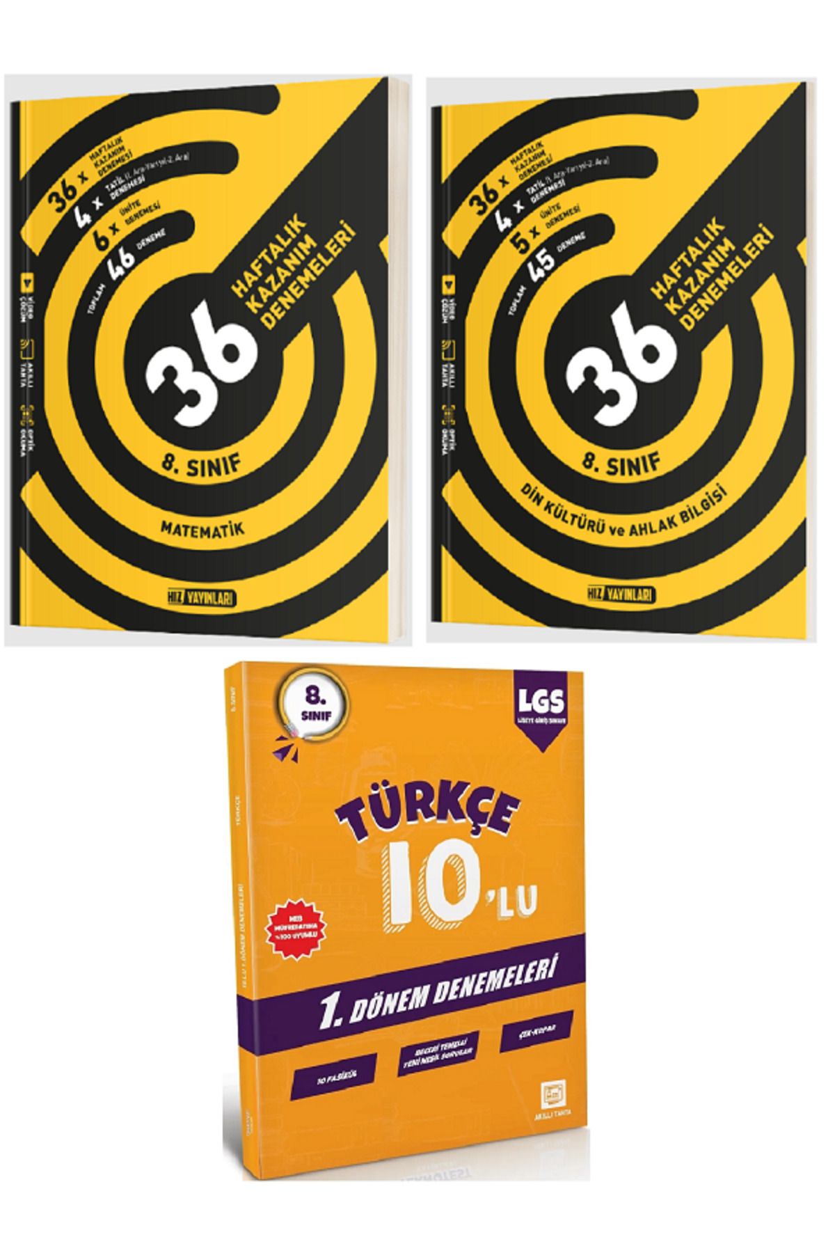 Efsane Yayınları 8.Sınıf Hız Matematik + Din Kültürü 36 Haftalık Denemeleri / 10'Lu Türkçe Deneme HEDİYE - 3 KİTAP