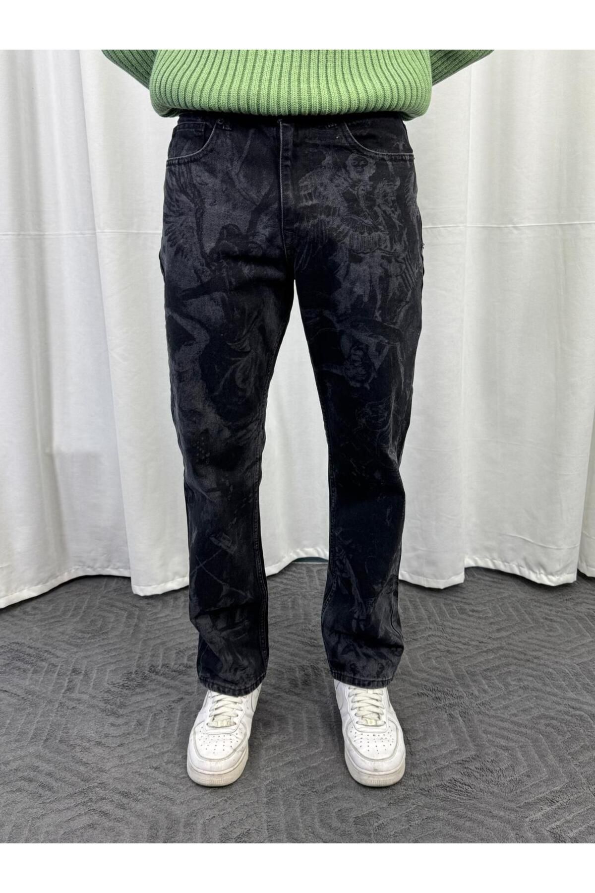 BRAVALDE Siyah Gölge Desen Baggy Pantolon BRV146