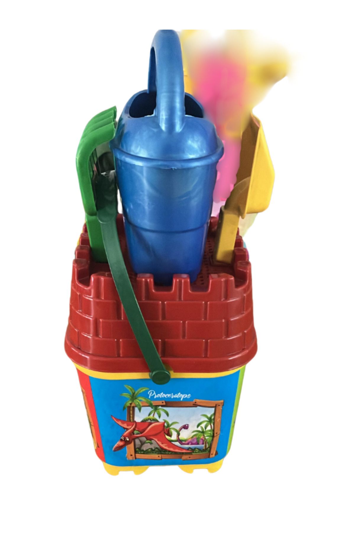 BalonKasaba Kale Kova Yaz Plaj Seti Kova, Kürek, Tırmık, 1 İbrik Sulama Seti 20 cm Kaliteli Çoklu Ürün