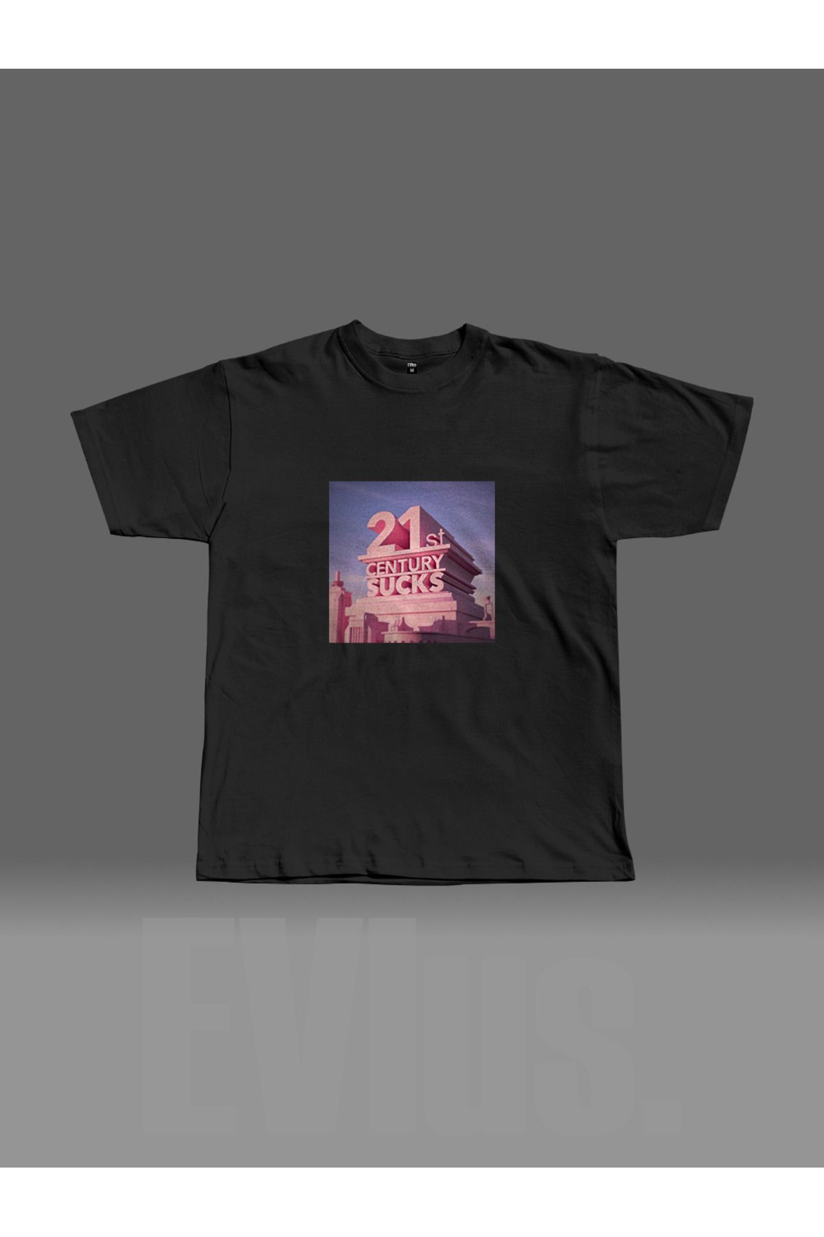 EVIus Oversize 21st Century Sucks Baskılı Bisiklet Yaka T-Shirt