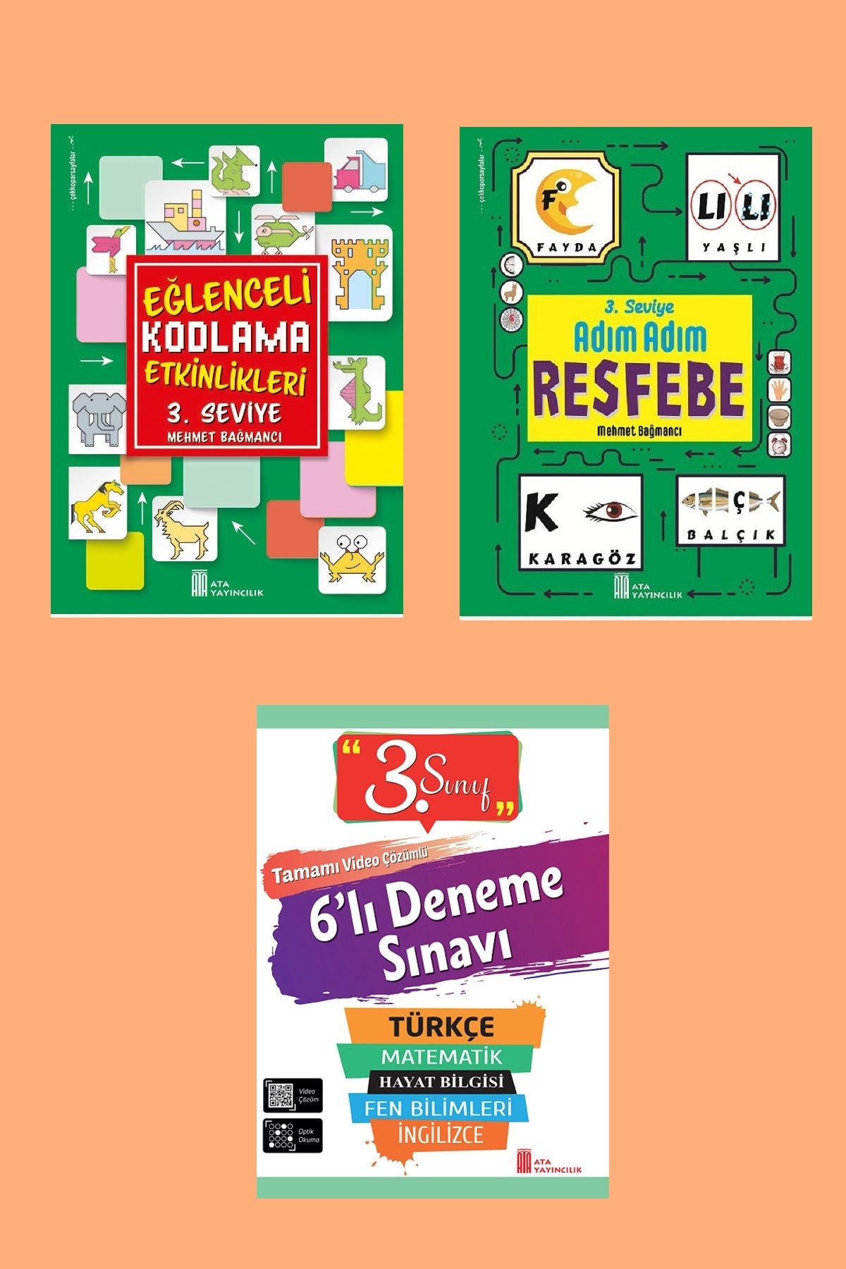 Ata Yayıncılık 3.Sınıf Eğlenceli Kodlama+Resfebe+6lı Deneme Sınavı