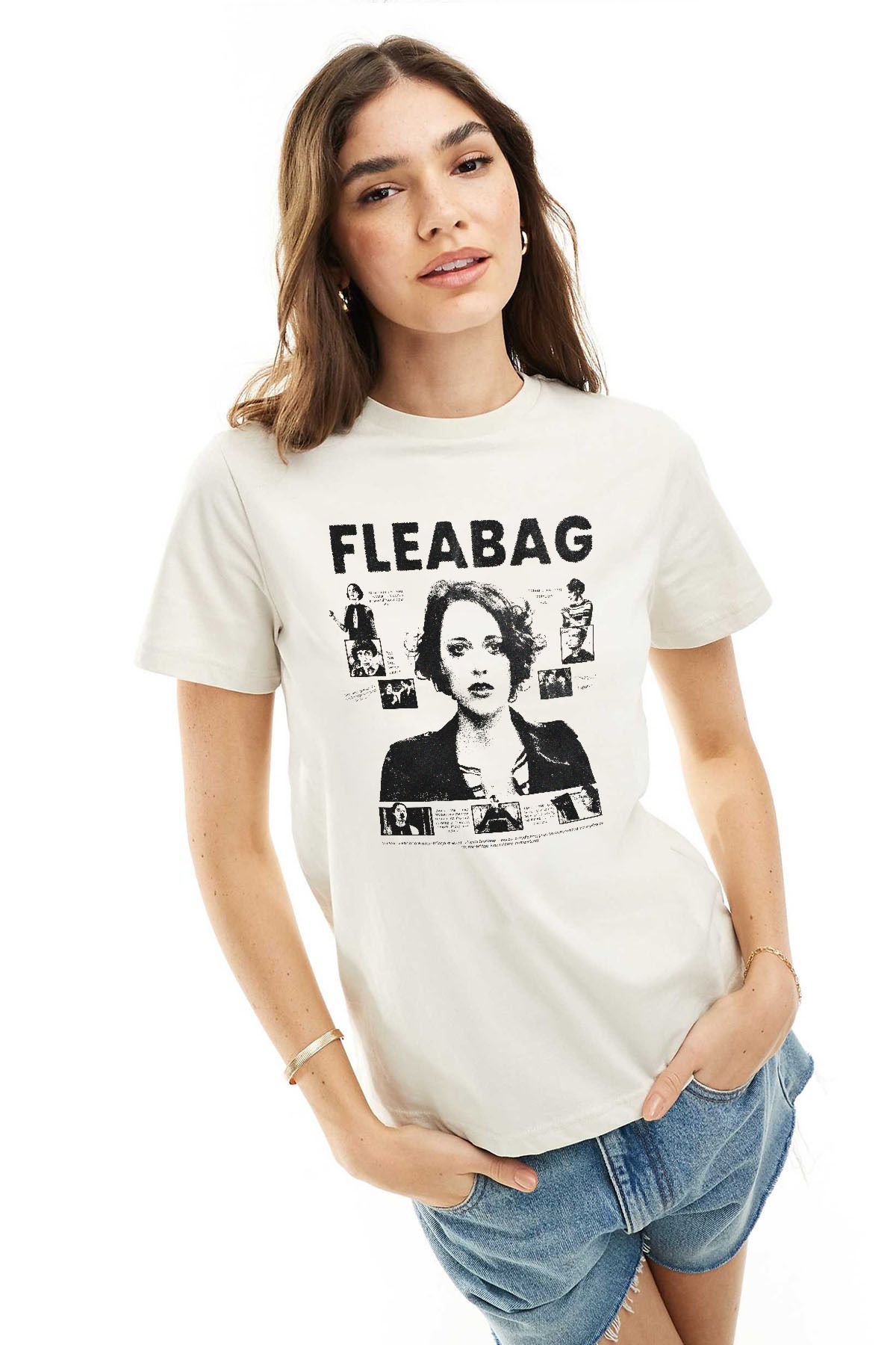 Tee&more. Unisex Regular Fit Y2K Fleabag Baskılı Premium T-shirt