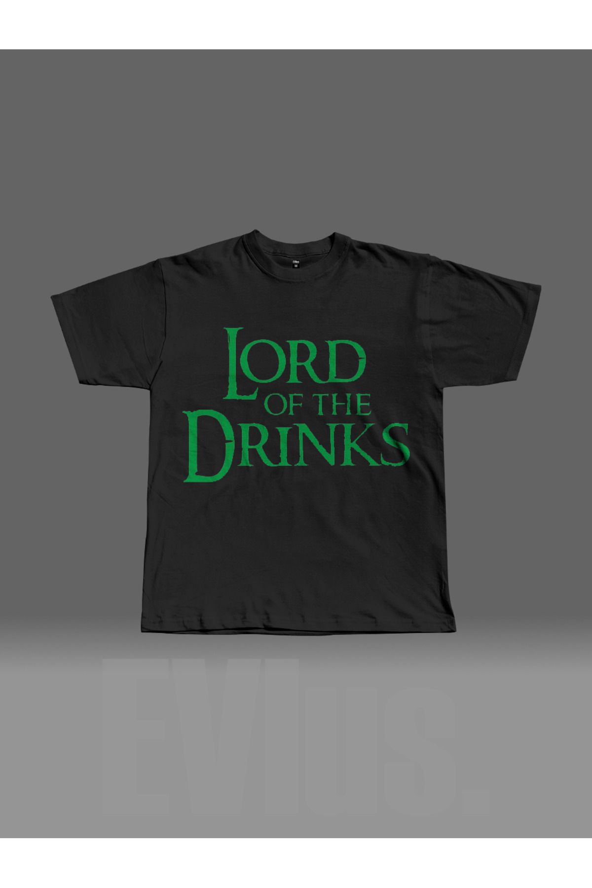 EVIus Oversize Lord Of The Drinks Baskılı Bisiklet Yaka T-Shirt