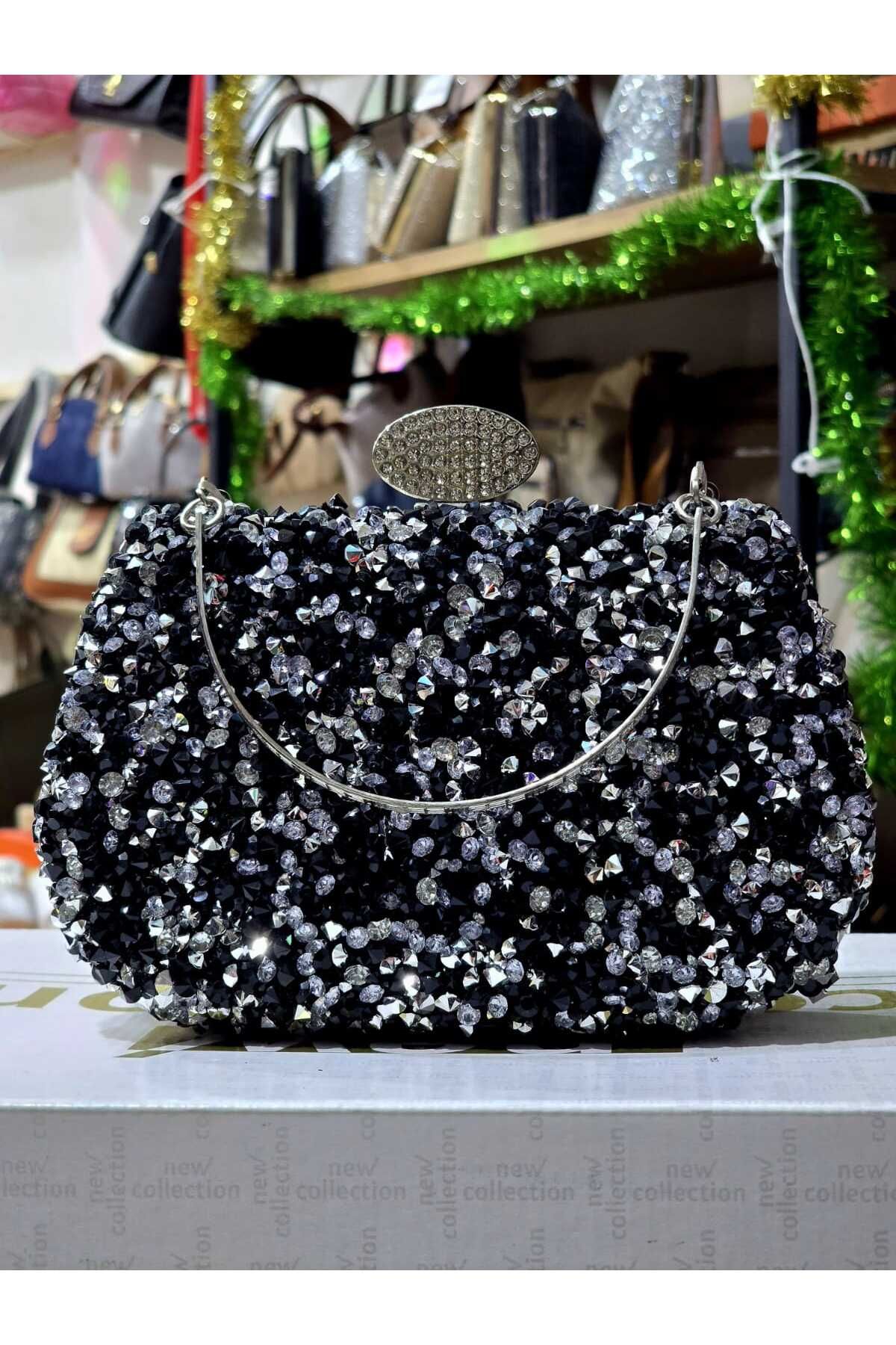 ELMASSY Kristal İri Taşlı Kadın Abiye Çantası