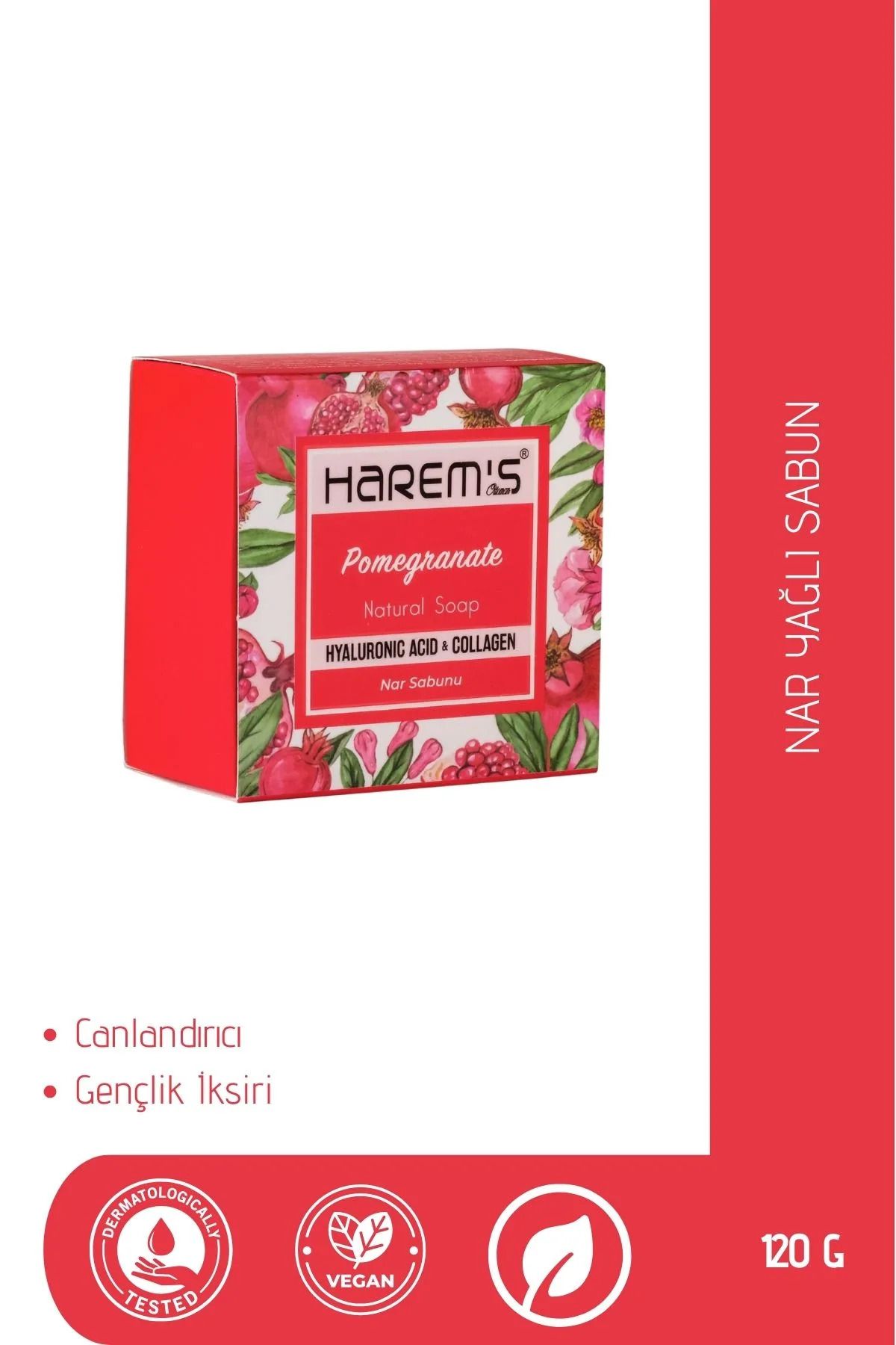 HAREM'S Pomegranate Hyaluronic Acid & Collagen Nanural Soap