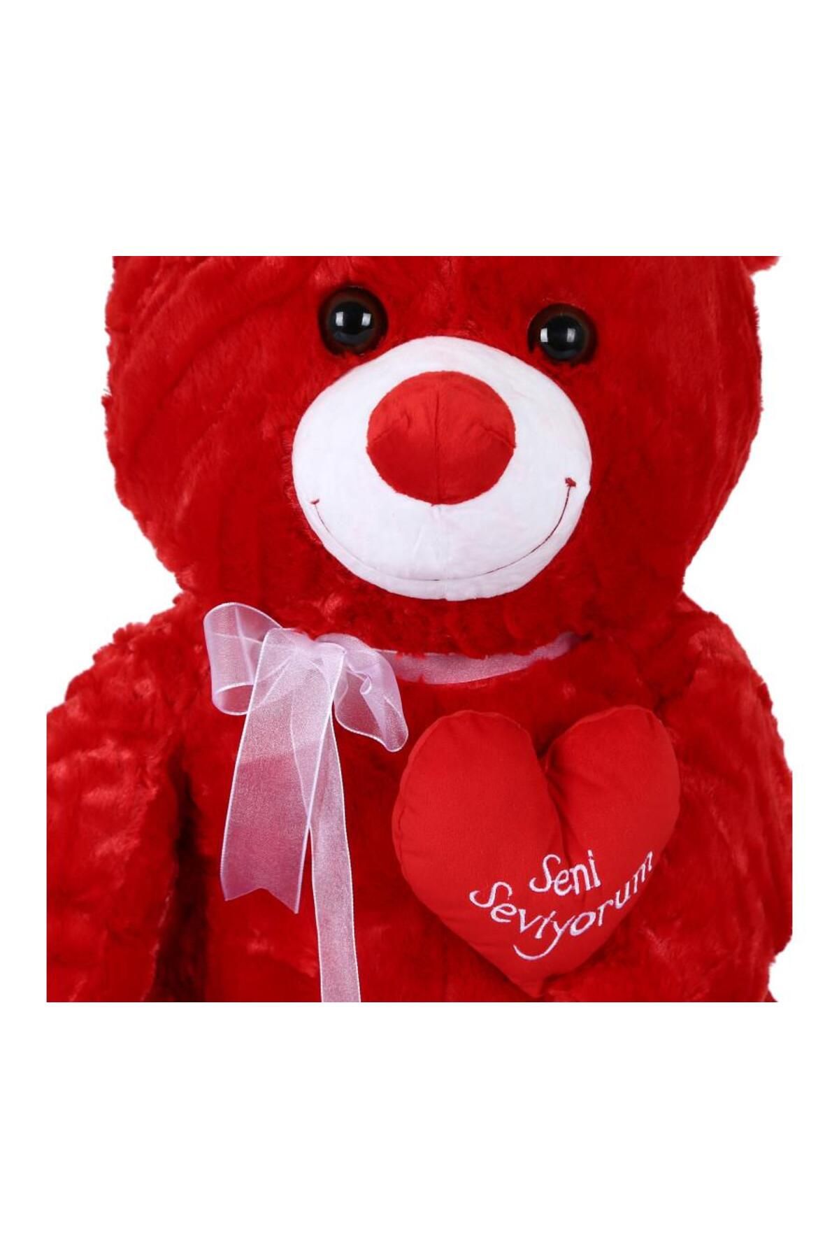 Huramarketing Yumoş Ayı 47 cm Kırmızı Kalpli Pelüş Ayı Sevgiliye Hediye