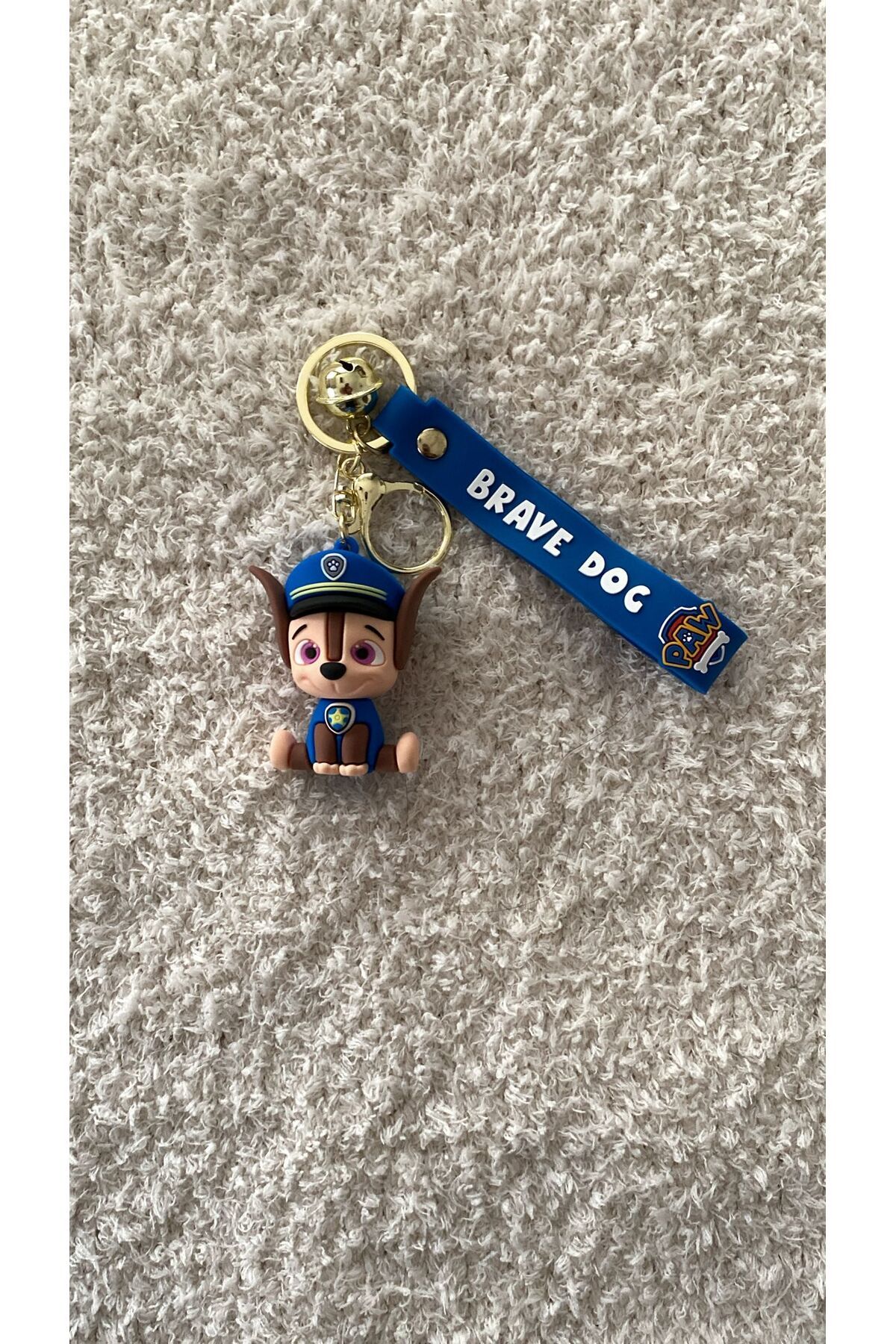 KAYLANIN DÜNYASI Paw Patrol Chase Anahtarlık,çanta süsü,silikon,3D,Lüx