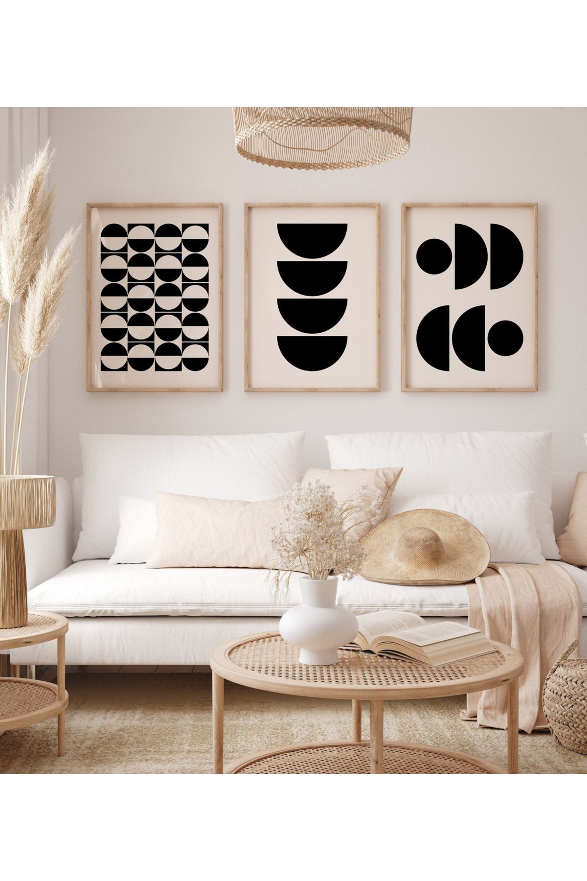 Tuba Decor 3 Parça Ahşap Çerçeve Görünümlü Mdf Tablo Seti