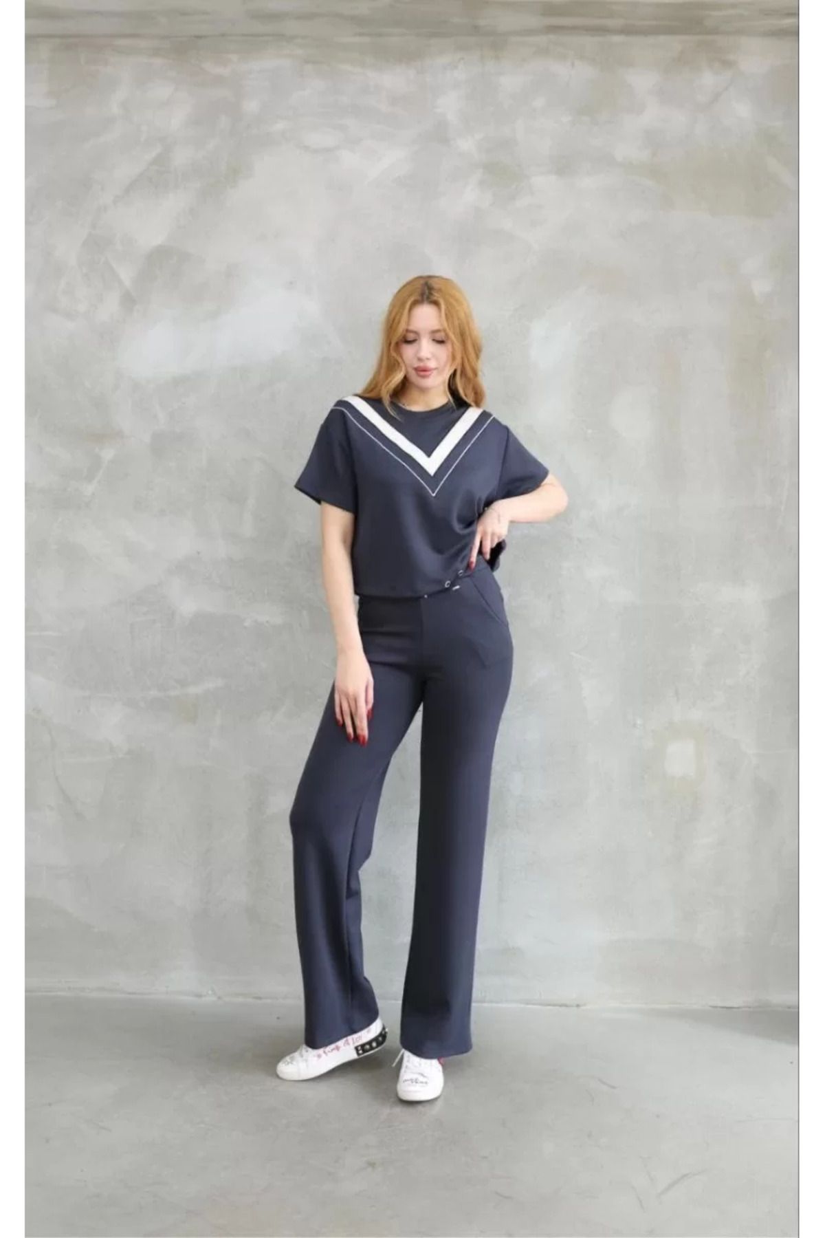 BBbutik Osy Modal Yumuşak dokulu Kumaş Bisiklet Yaka Parçalı detaylı Kısa Kollu Takım