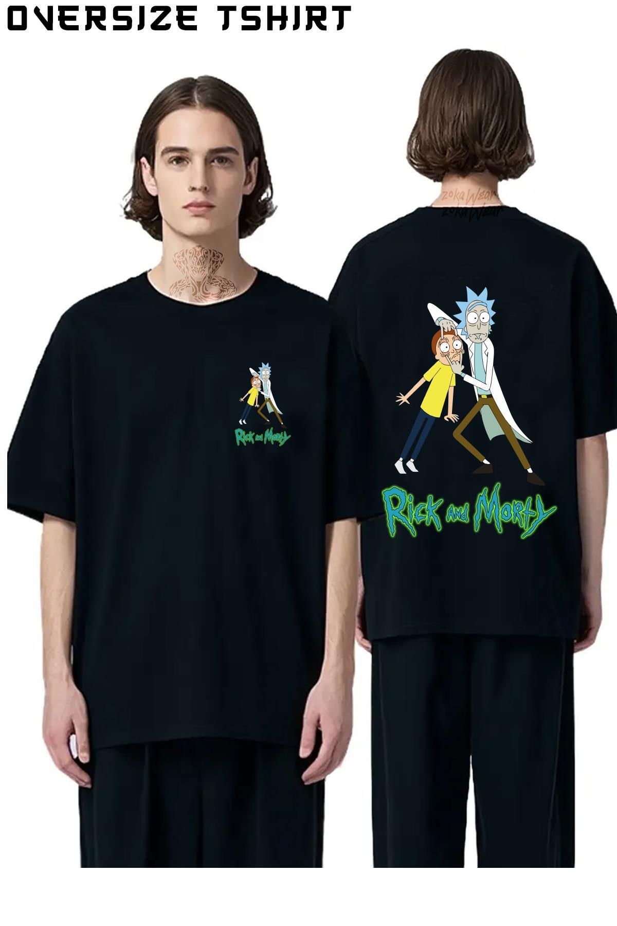 ZOKAWEAR eyes-rick-and-morty Sırt Baskılı Oversize Tişört