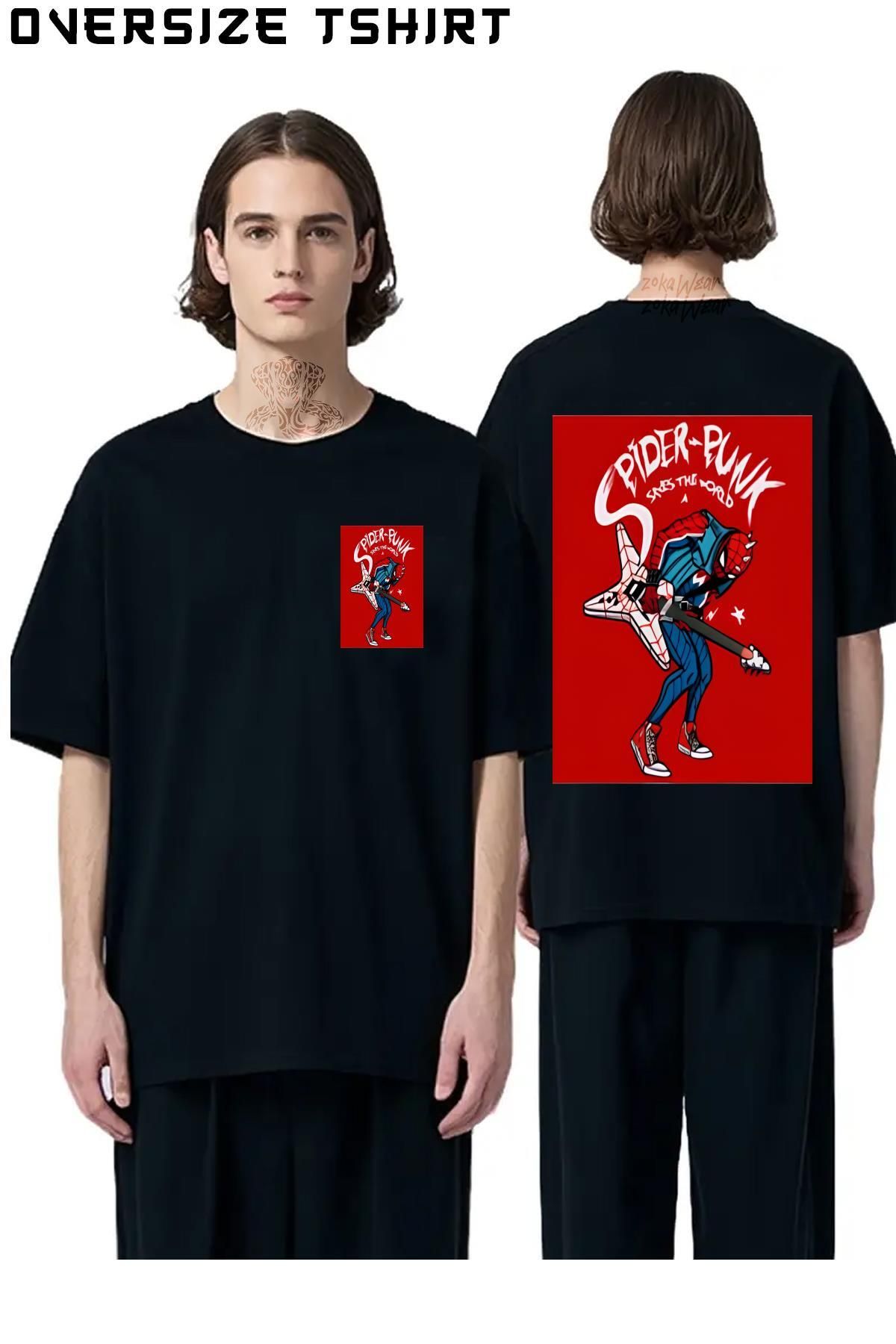 ZOKAWEAR Spider-Punk-World Sırt Baskılı Oversize Tişört