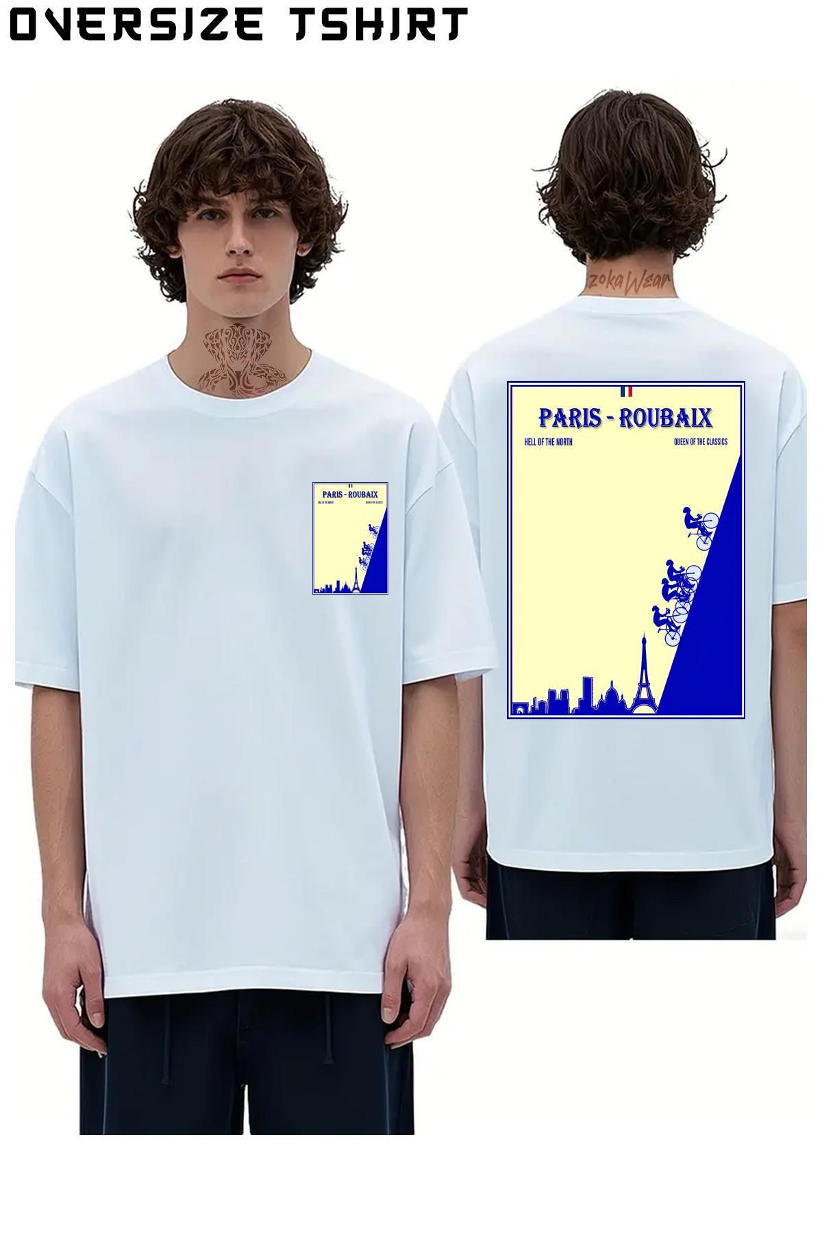 ZOKAWEAR Paris-Roubaix--Vintage Sırt Baskılı Oversize Tişört