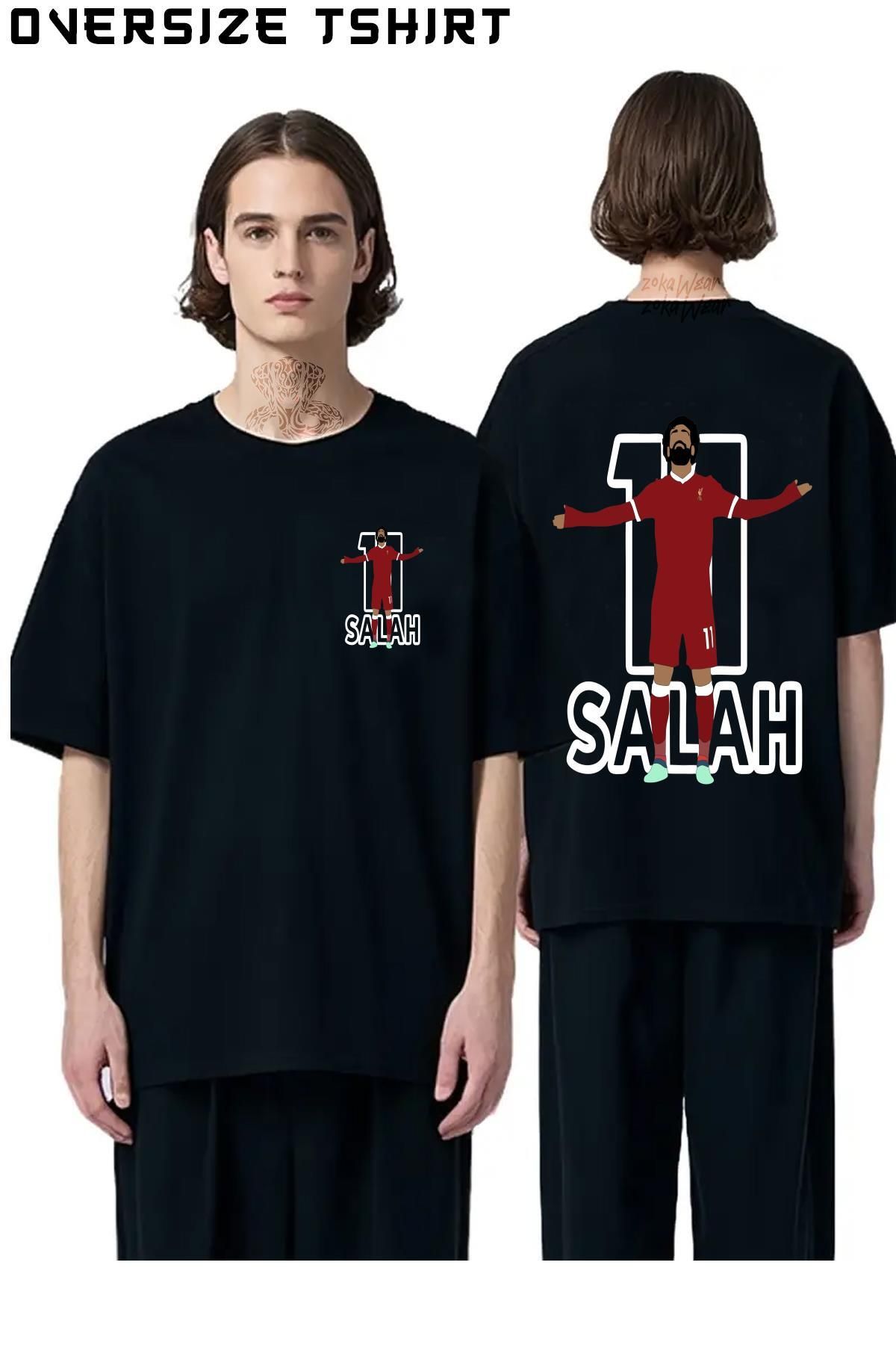 ZOKAWEAR Soccer-Futbol-Muhammed-Salah Sırt Baskılı Oversize Tişört