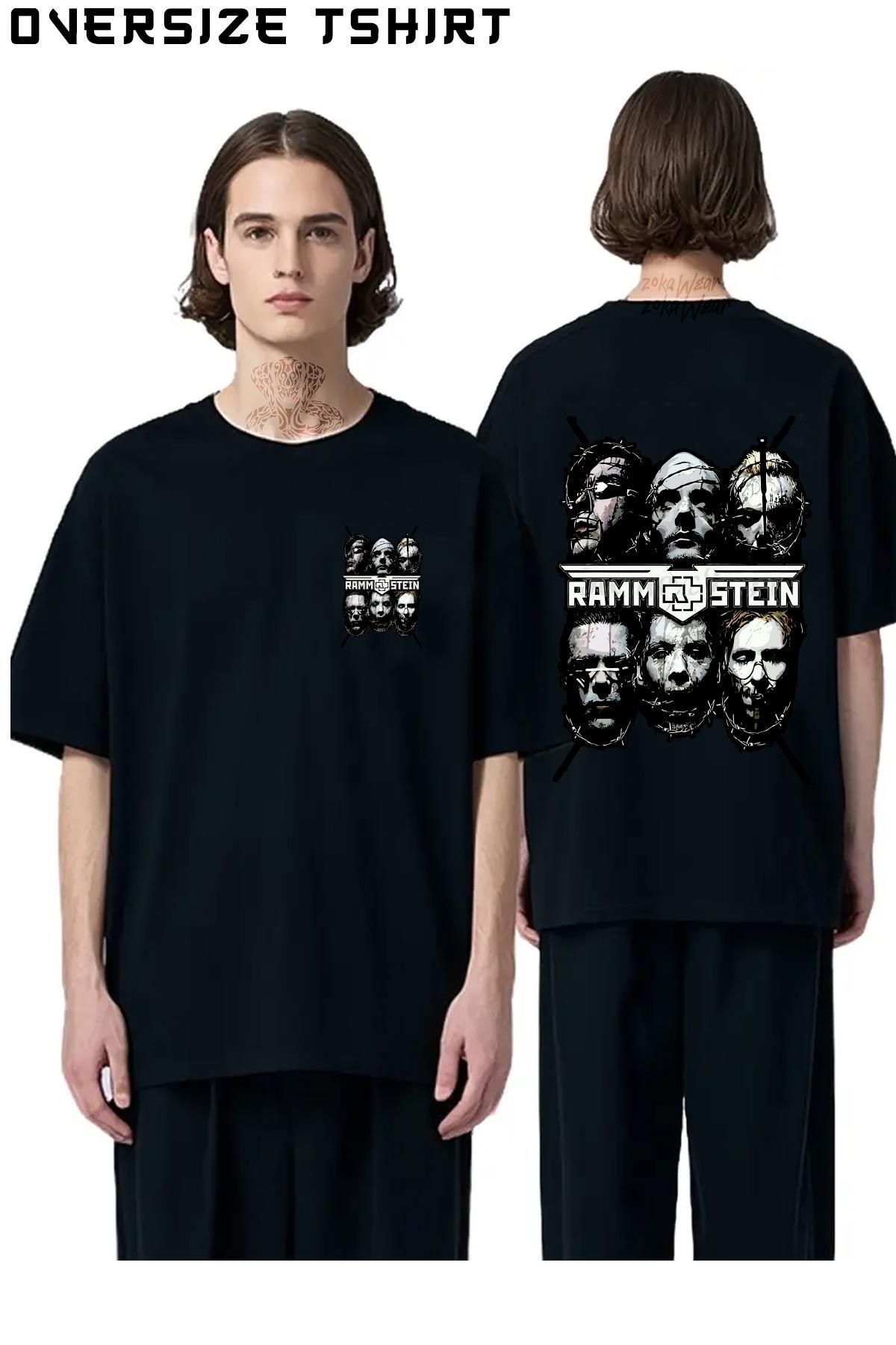 ZOKAWEAR Rammstein-Dikenli-Teller Sırt Baskılı Oversize Tişört