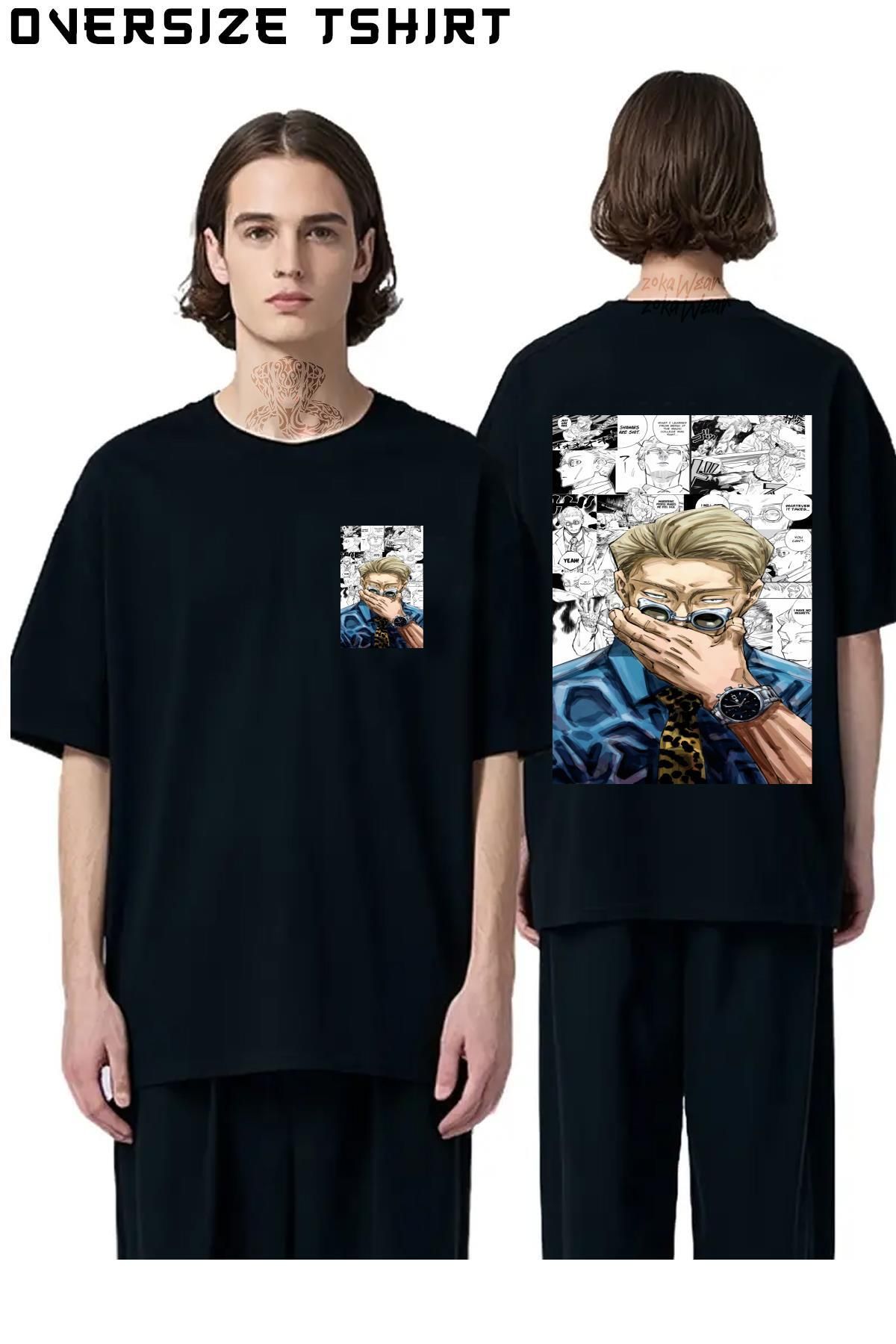ZOKAWEAR Jujutsu-Kaisen-Kento-Nanami-Karakter Sırt Baskılı Oversize Tişört