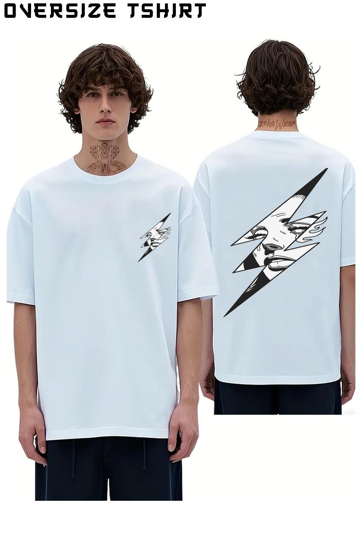 ZOKAWEAR Şimşek Sırt Baskılı Oversize Tişört