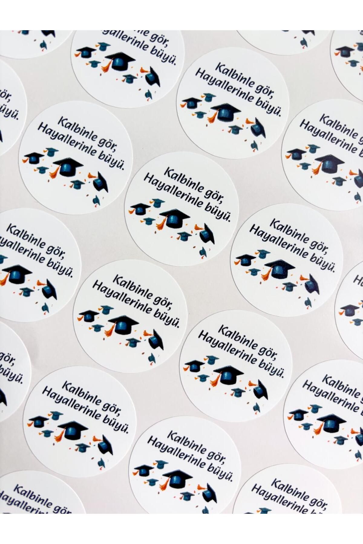 Hayal.kirtasiyesi Mezuniyet Hatırası 48 adet 3,5 cm sticker, yapışkanlı etiket mezuniyet hediyeliği, tatil hediyeliği