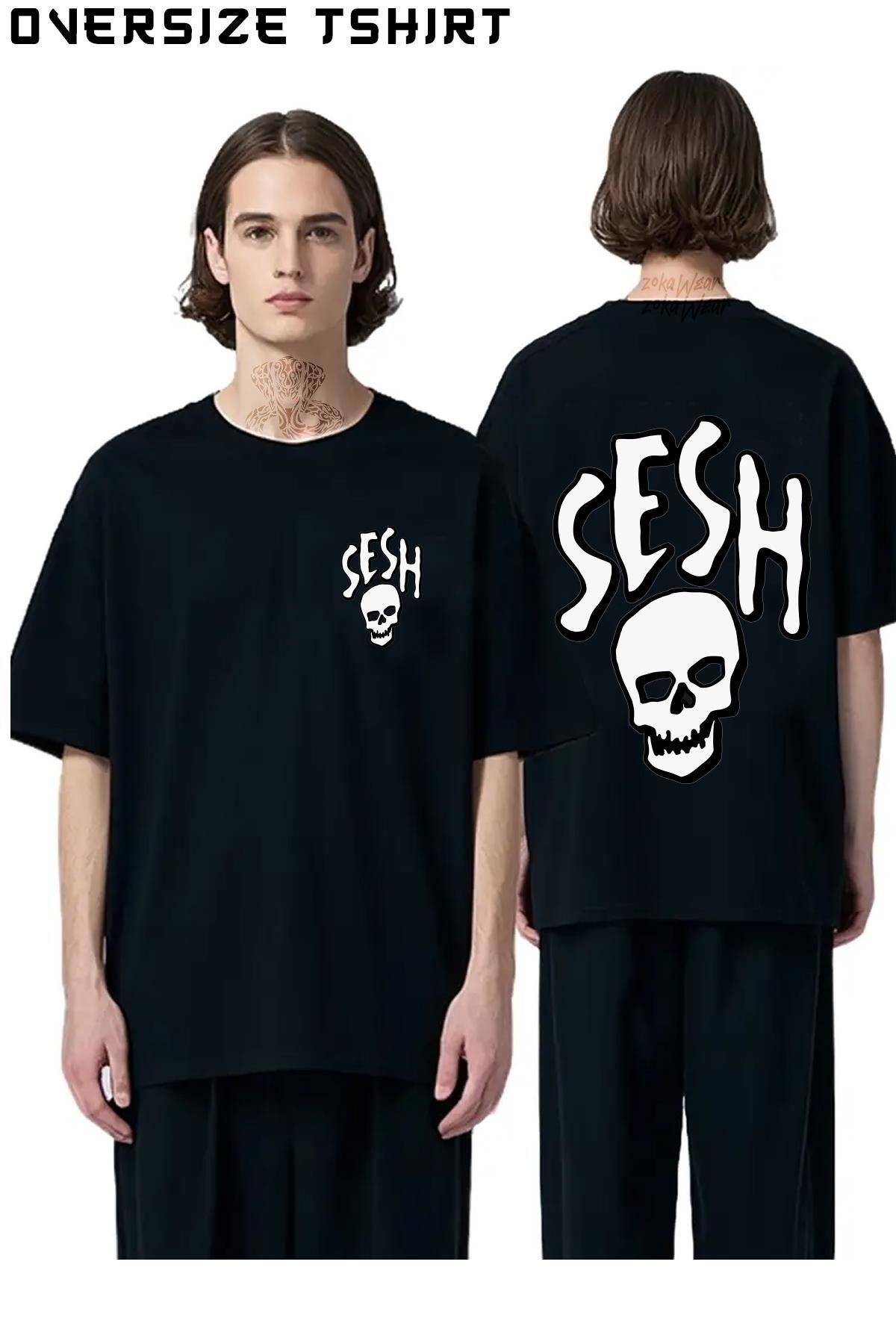 ZOKAWEAR TEAM-SESH-WHITE-LOGO Sırt Baskılı Oversize Tişört