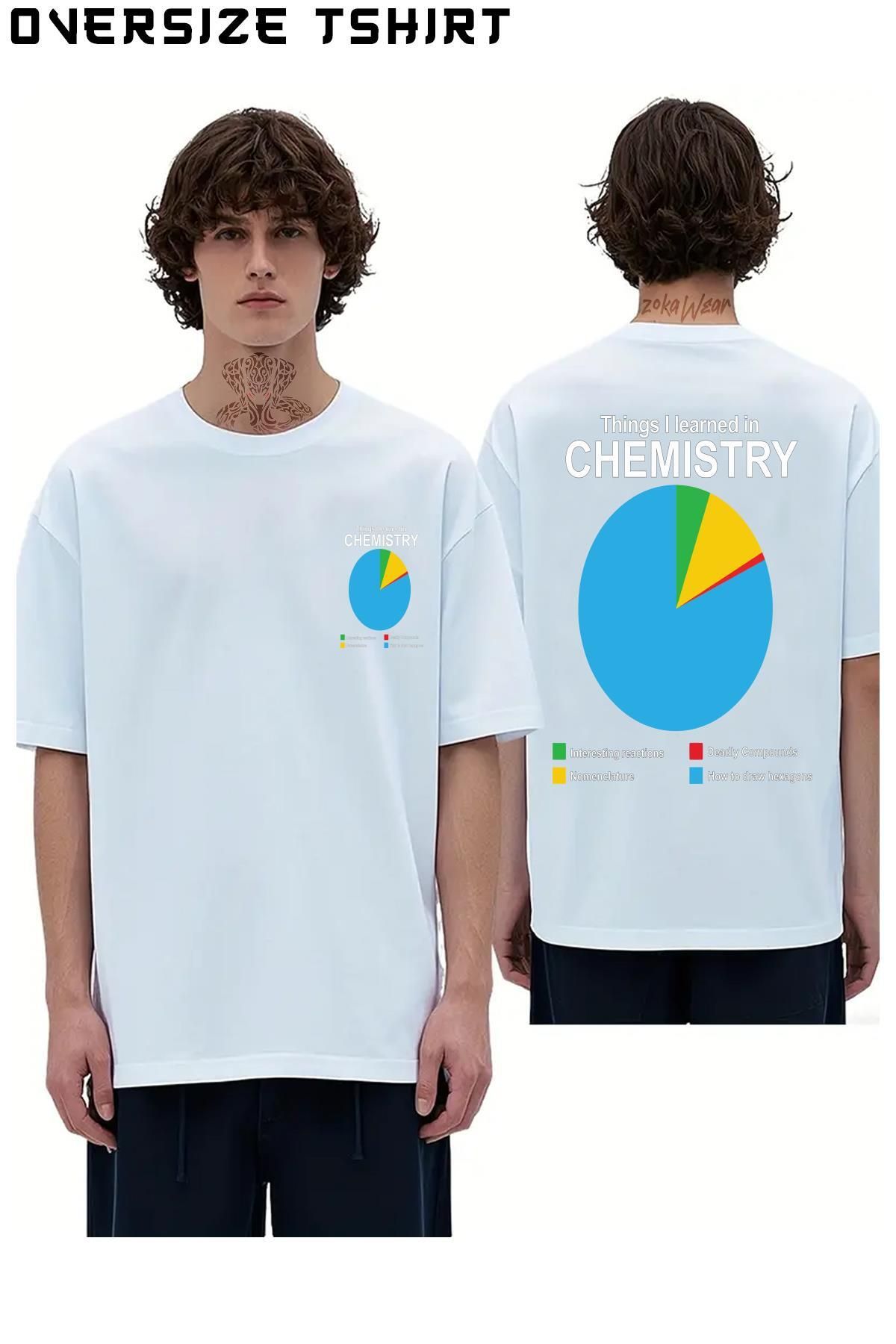 ZOKAWEAR Bilim-Kimya-Grafik Sırt Baskılı Oversize Tişört