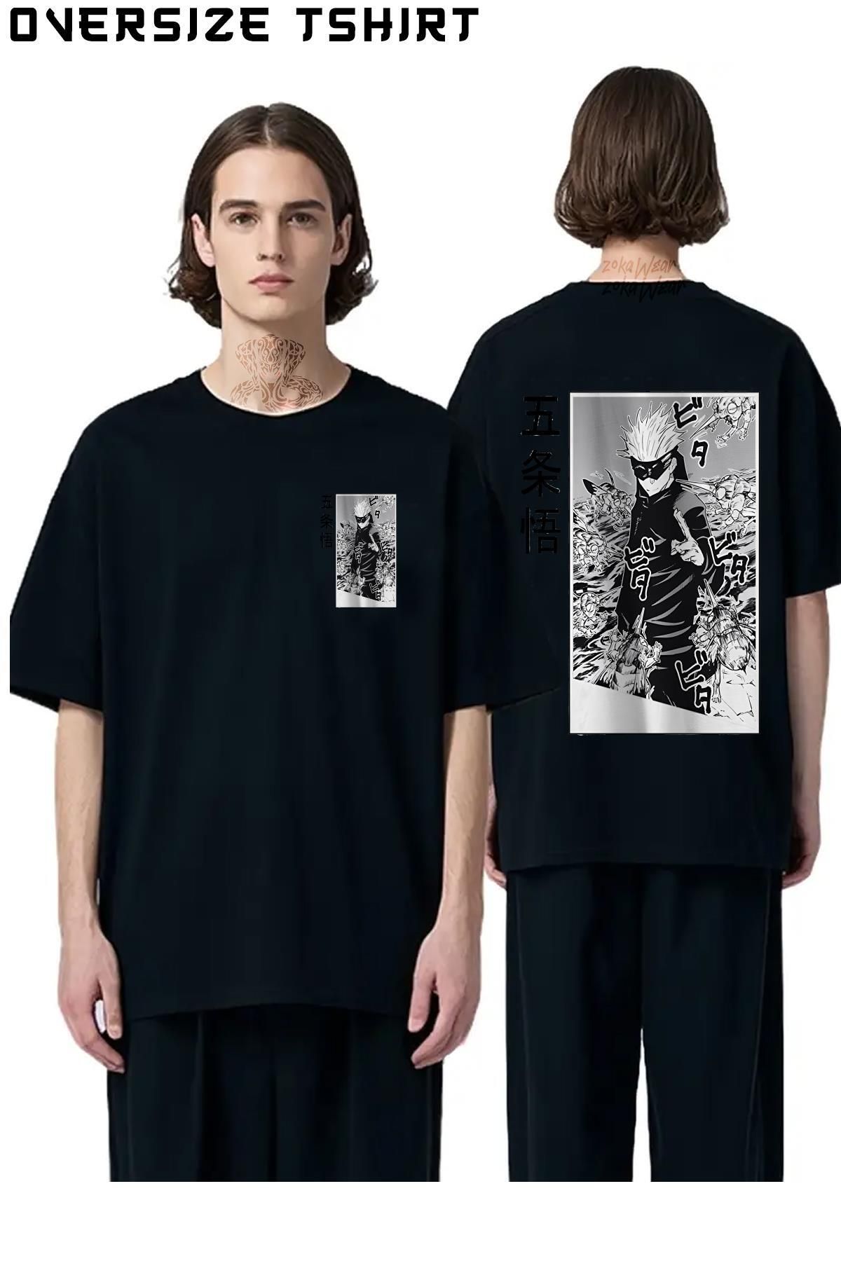 ZOKAWEAR Jujutsu-Kaisen-Satoru-Gojo-(SENSEİ)-Özel Sırt Baskılı Oversize Tişört