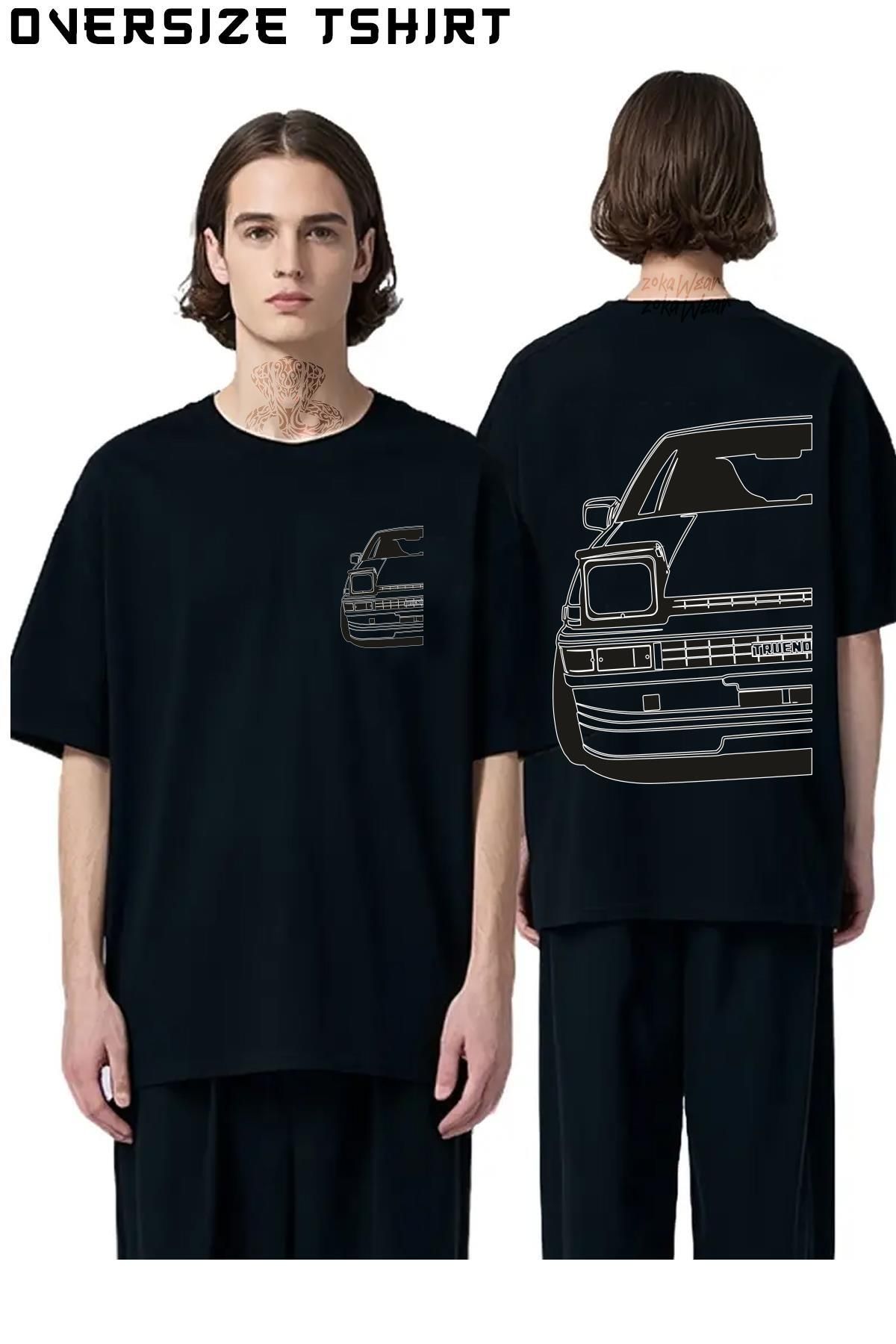 ZOKAWEAR Toyota-AE86-Hachiroku-Trueno Sırt Baskılı Oversize Tişört