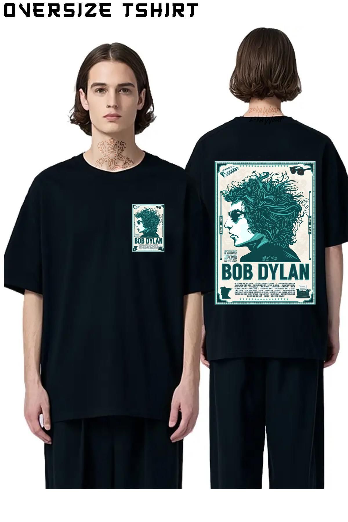 ZOKAWEAR Bob-Dylan-v2 Sırt Baskılı Oversize Tişört