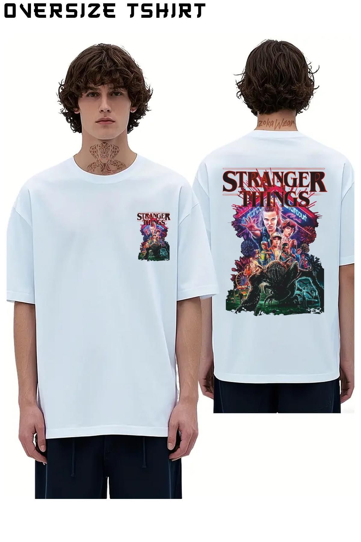 ZOKAWEAR stranger-things4 Sırt Baskılı Oversize Tişört