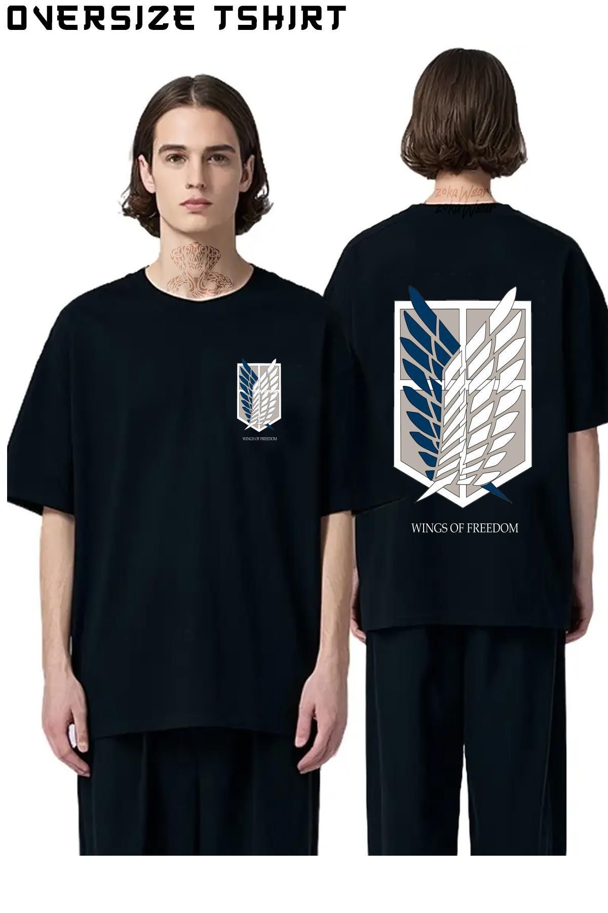 ZOKAWEAR Attack-On-Titan-Logo Sırt Baskılı Oversize Tişört