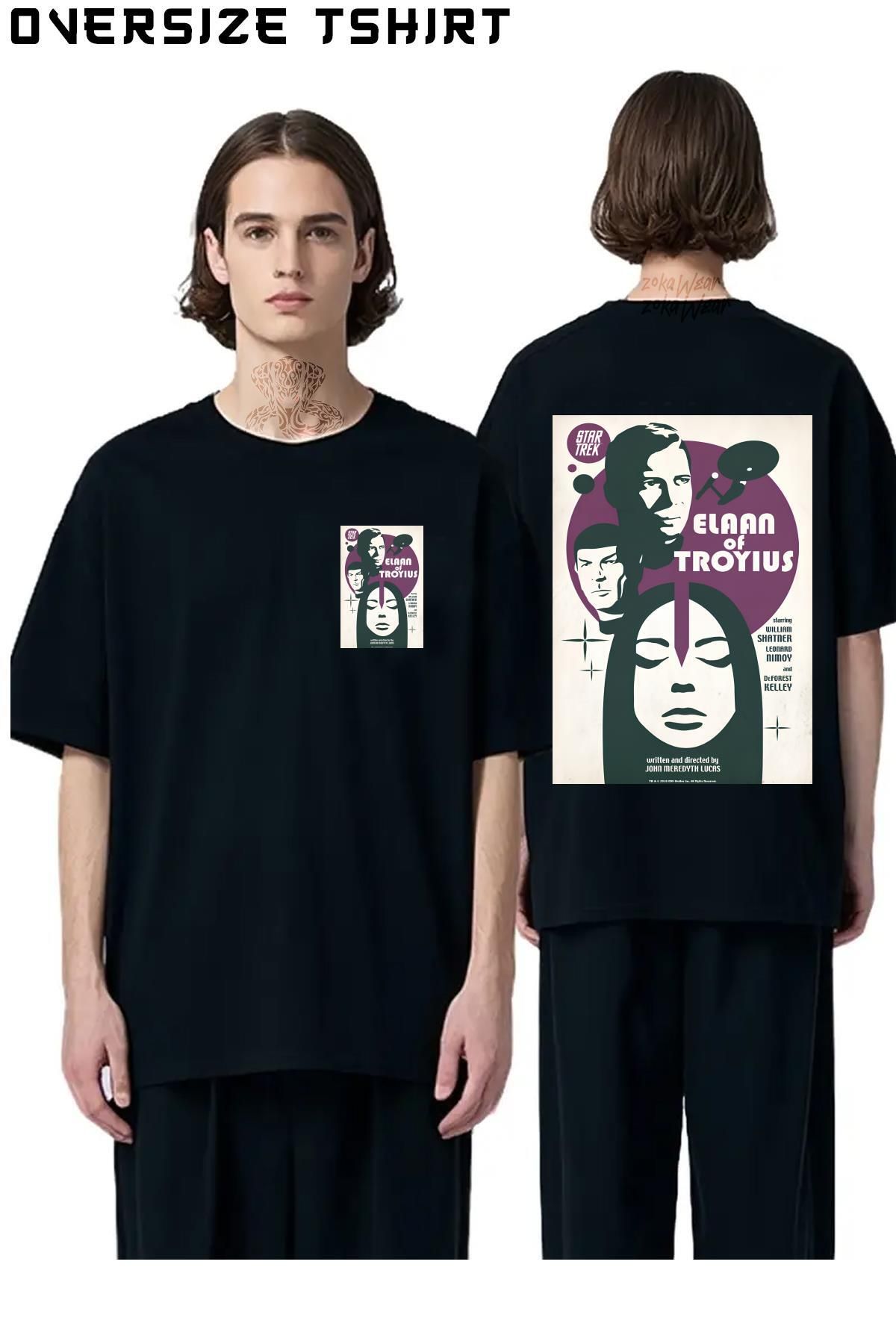 ZOKAWEAR The-Original-Series-Elaan-Of-Troyius-Vintage-Poster Sırt Baskılı Oversize Tişört