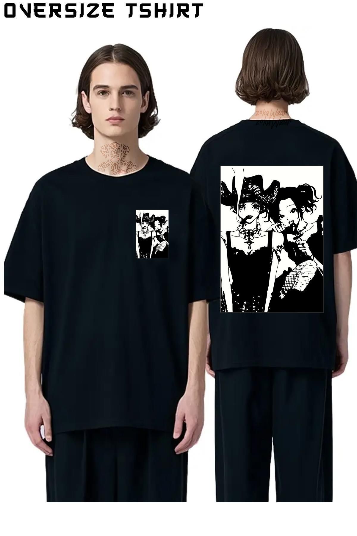 ZOKAWEAR Black-Stones-(NANA-OSAKİ) Sırt Baskılı Oversize Tişört