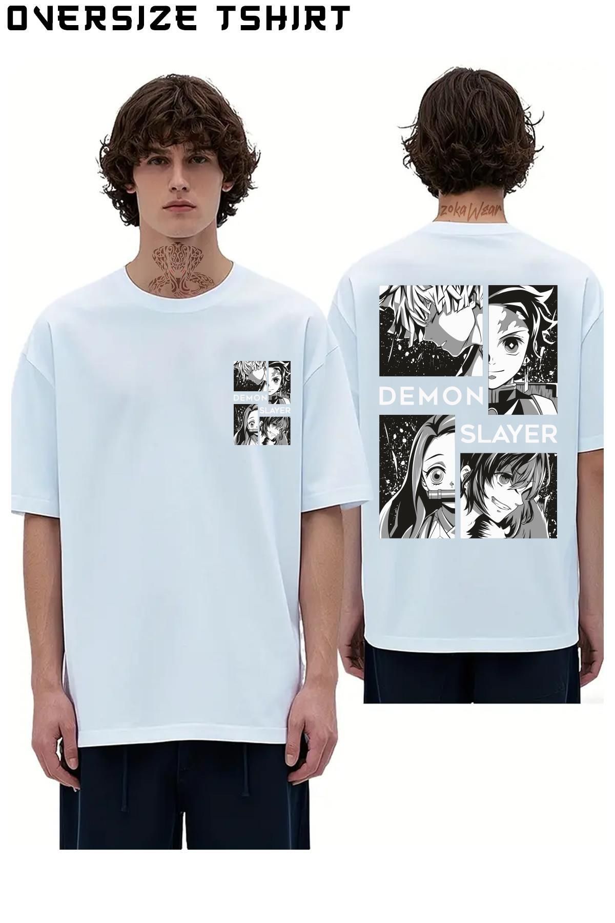 ZOKAWEAR Demon-Slayer-Özel Sırt Baskılı Oversize Tişört