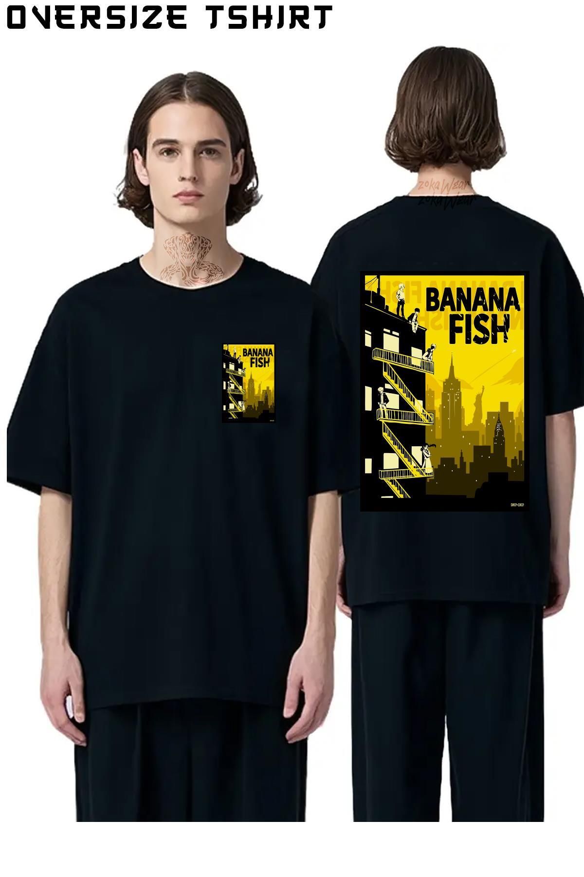 ZOKAWEAR Banana-Fish-New-York-Temalı-Anime Sırt Baskılı Oversize Tişört