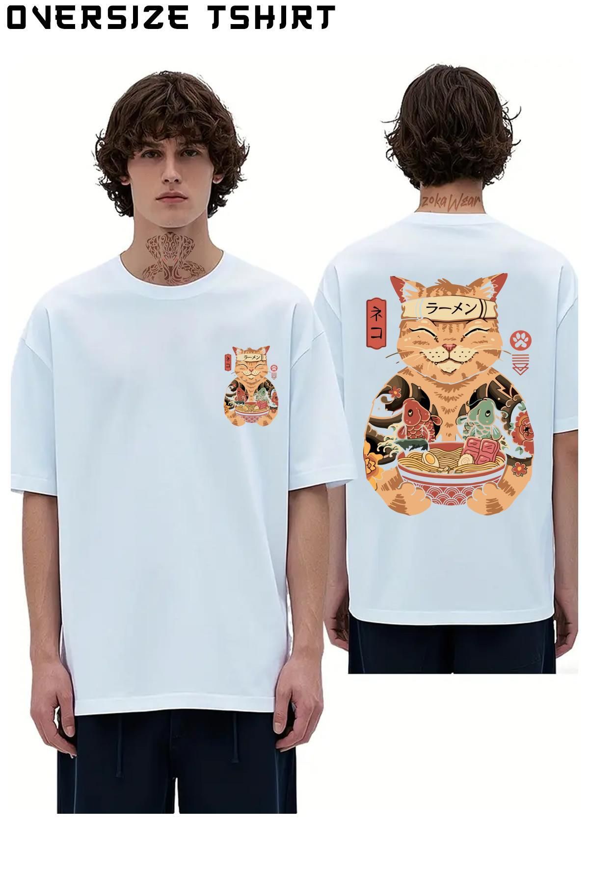 ZOKAWEAR Catana-Ramen Sırt Baskılı Oversize Tişört
