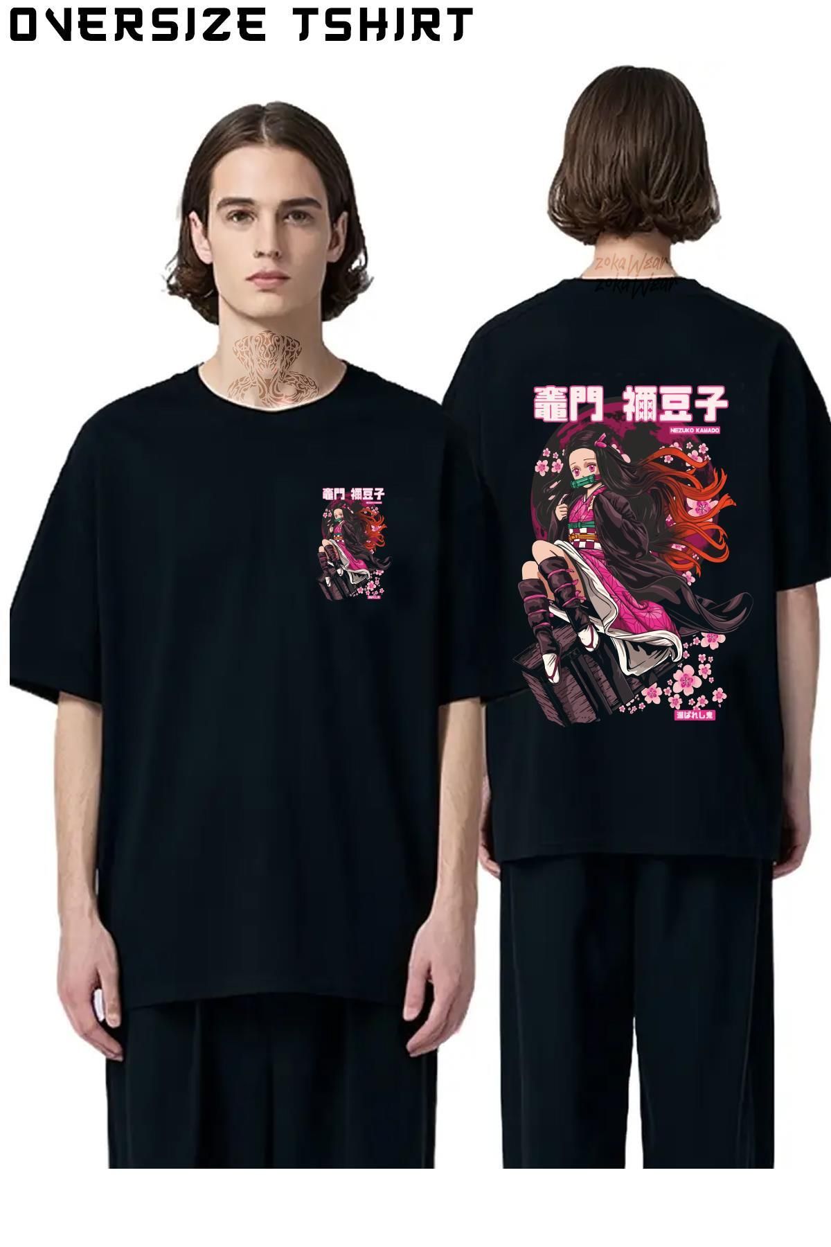 ZOKAWEAR Demon-Slayer-Nezuko Sırt Baskılı Oversize Tişört