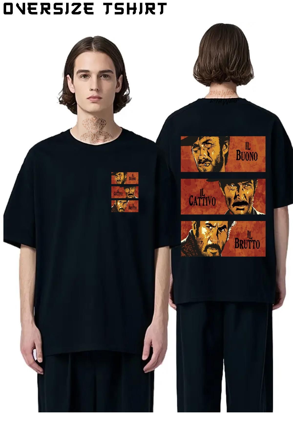 ZOKAWEAR The-Good,-The-Bad,-And-The-Ugly Sırt Baskılı Oversize Tişört