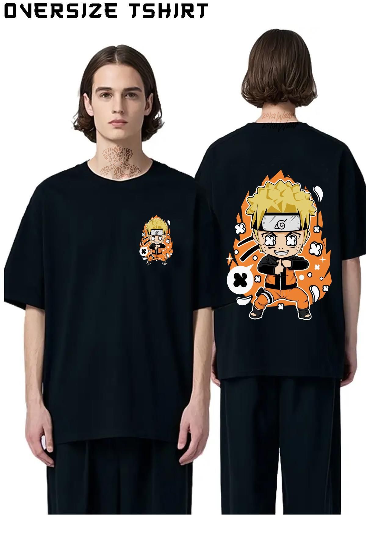 ZOKAWEAR Naruto-Özel-v2 Sırt Baskılı Oversize Tişört