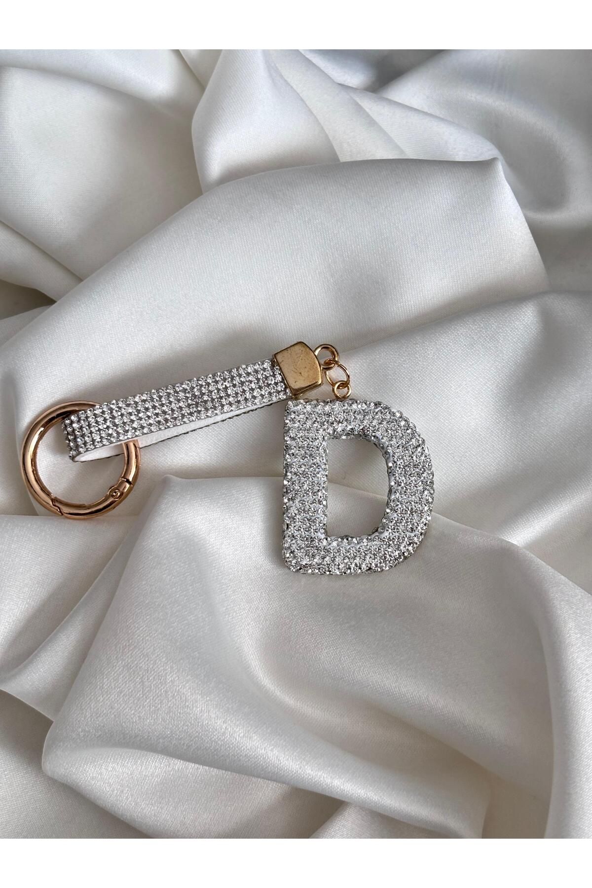 Bellamy Jewelry Taşlı Harf Anahtarlık - Silver - D