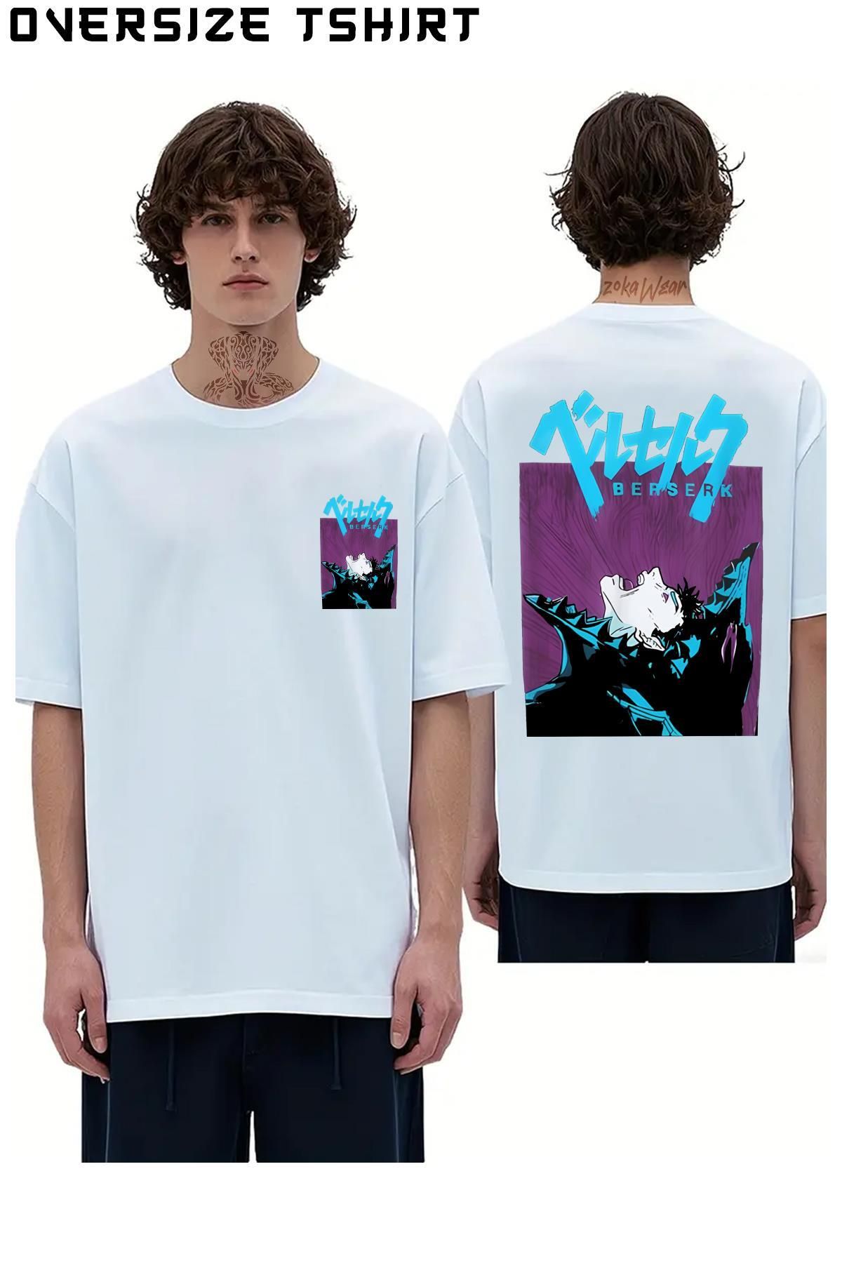 ZOKAWEAR Berserk-Guts-karazırh Sırt Baskılı Oversize Tişört